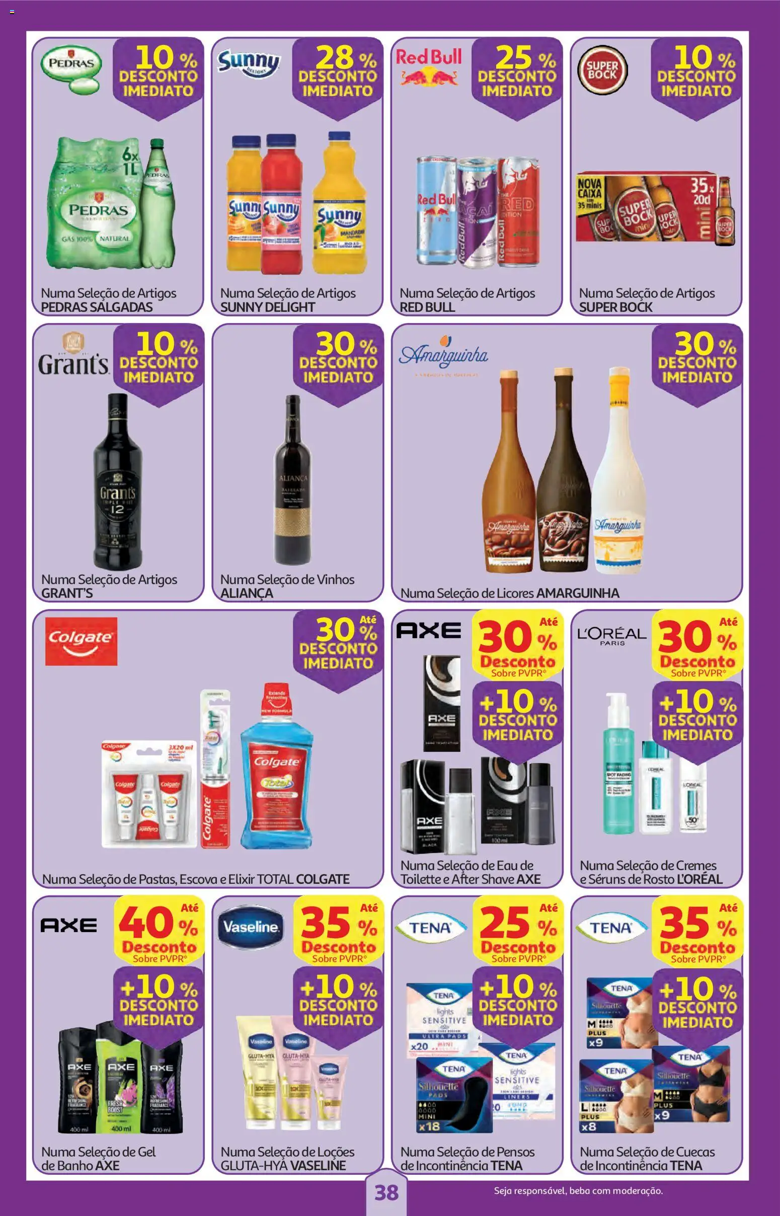 Auchan folheto │ válido de 09.04.2026 | Página: 38 | Produtos: Super bock, Aliança, Caixa, Banho