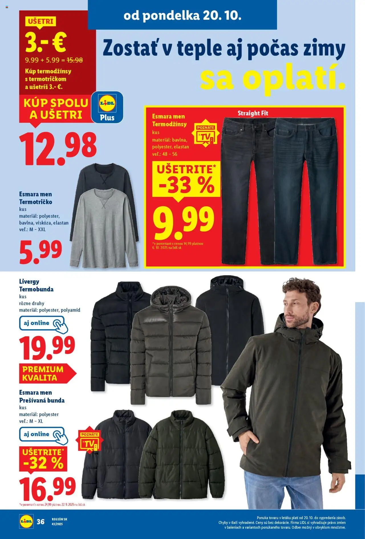 Nové Lidl akcie – leták je platný od 20.10.2025 | Strana: 52 | Produkty: Tv, Bunda