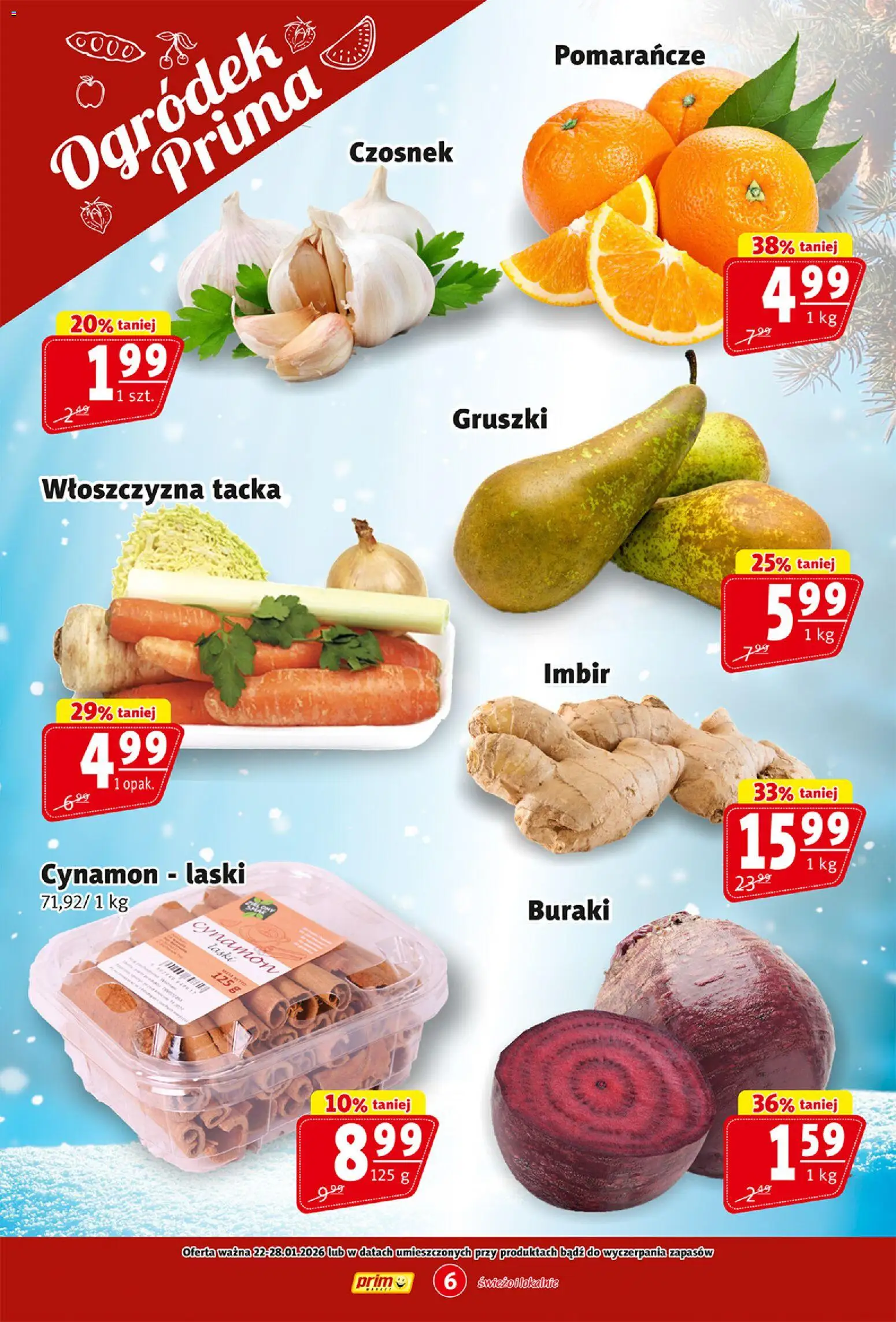 Prim Market Gazetka od 22.01.2026 | Strona: 6 | Produkty: Czosnek, Cynamon, Buraki, Pomarańcze