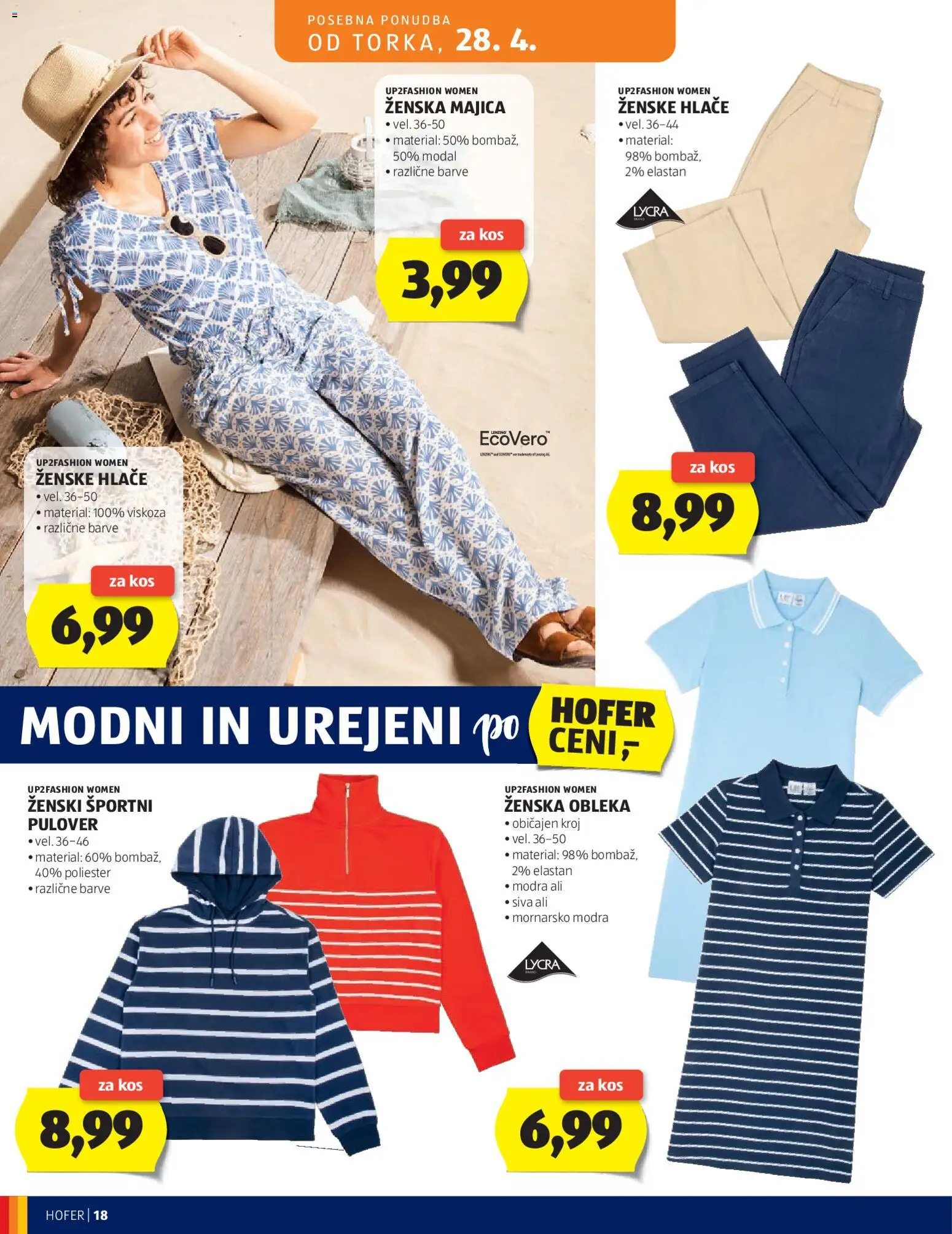 Novi Hofer katalog ponudbe – veljaven od 22.04.2026 | Stran: 18 | Izdelki: Kos, Majica, Pulover, Obleka