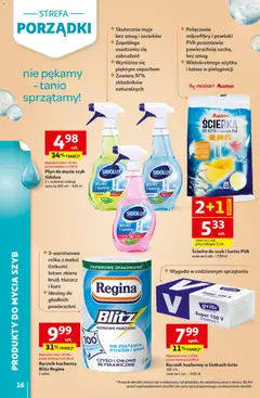 Pogląd oferty "Auchan gazetka - Strefa Porządki Hipermarket" - ważna od 18.03.2026 | Strona: 16 | Produkty: Płyn do mycia szyb, Woda