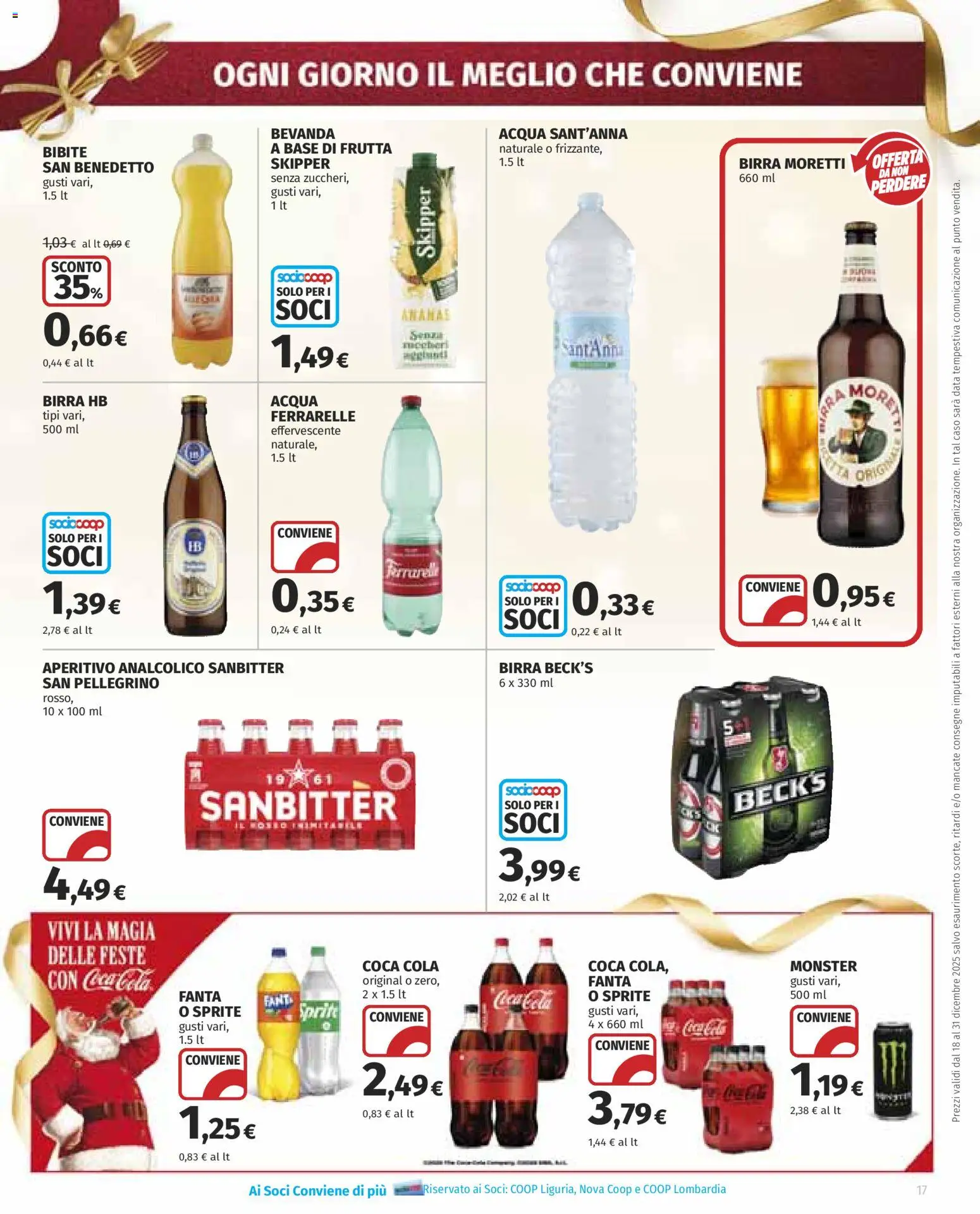 Volantino COOP del 18.12.2025 | Pagina: 17 | Prodotti: Ananas, Birra Moretti, Bibite, Fanta