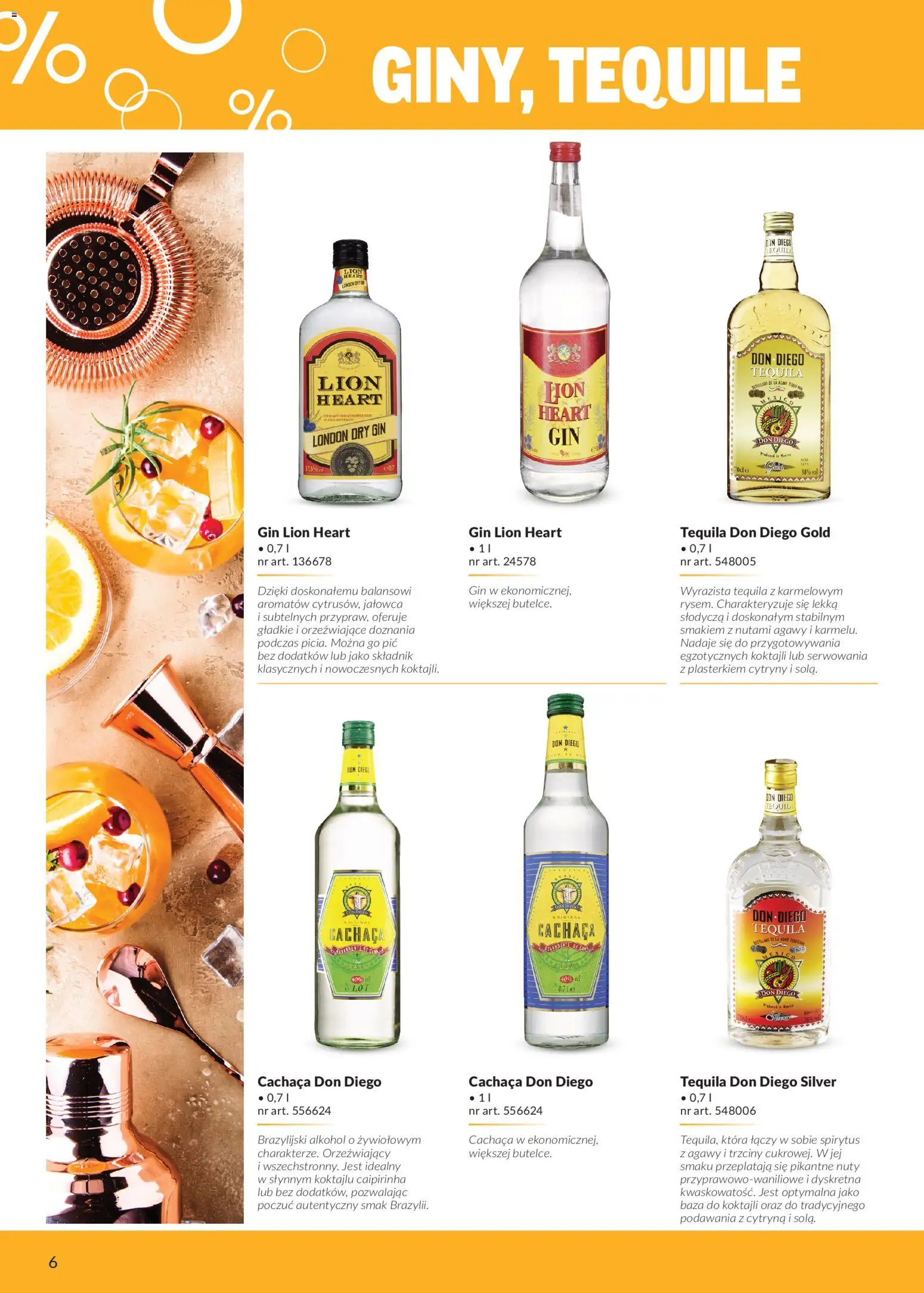 Makro Gazetka - Alkohole marek własnych od 01.02.2026 | Strona: 6 | Produkty: Cytryny, Tequila, Gin, Alkohol