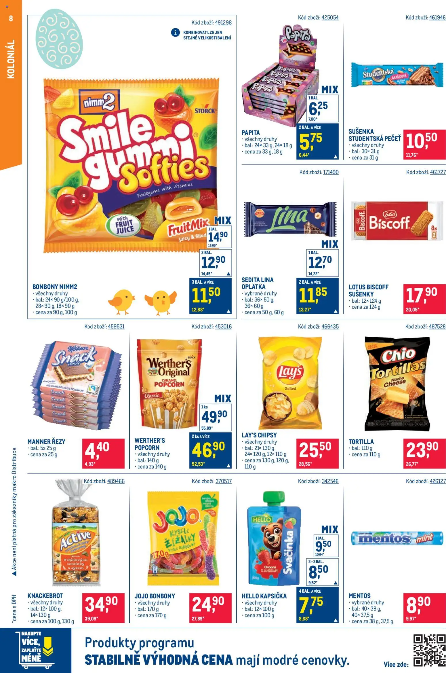 Makro leták - Maloobchod od 25.03.2026 | Strana: 8 | Produkty: JOJO bonbóny, Jojo, Lotus Biscoff, Chipsy