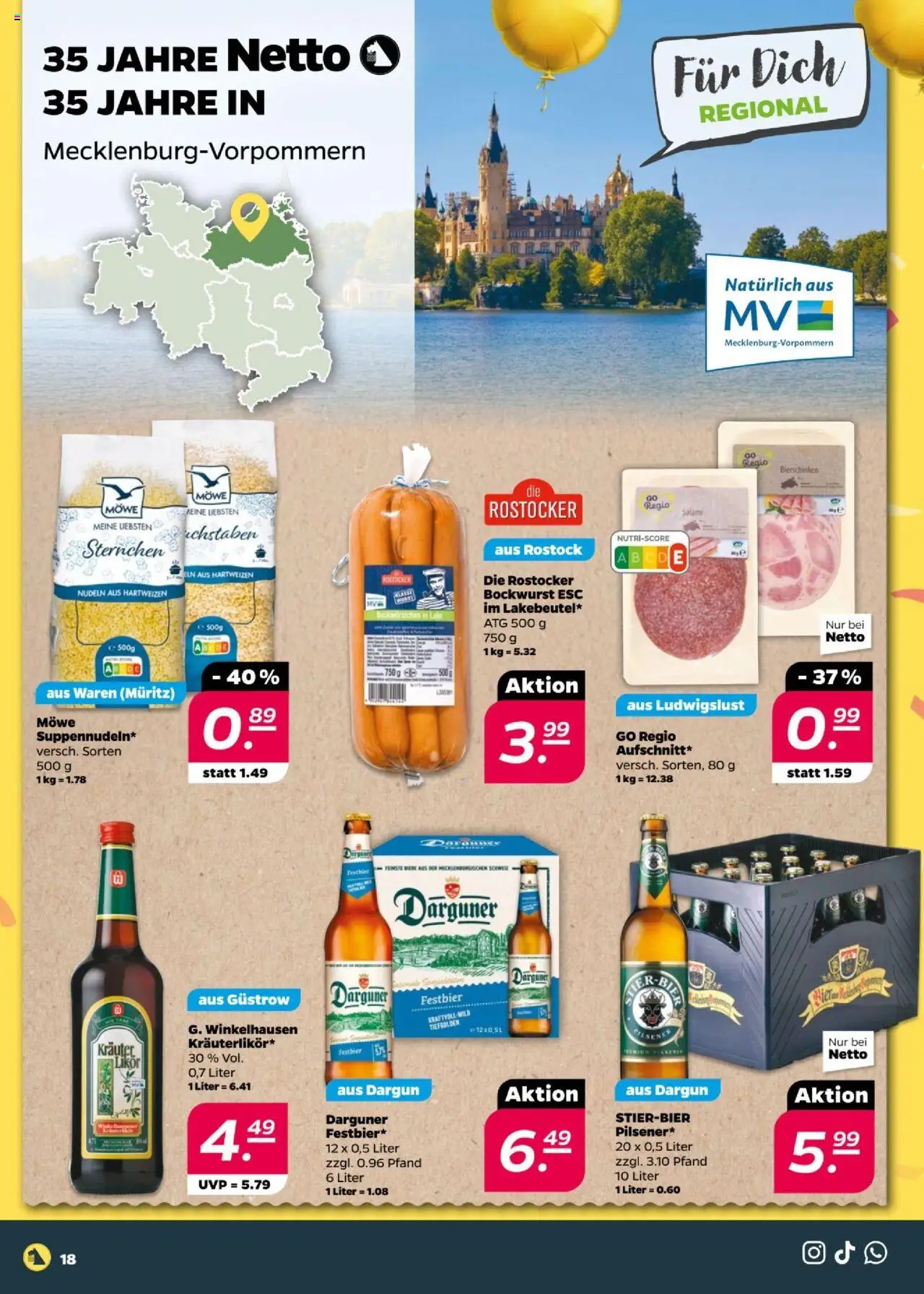 Netto Prospekt 	 - gültig ab dem 01.09.2025 | Seite: 18 | Produkte: Bockwurst, Likör, Salami, Nudeln