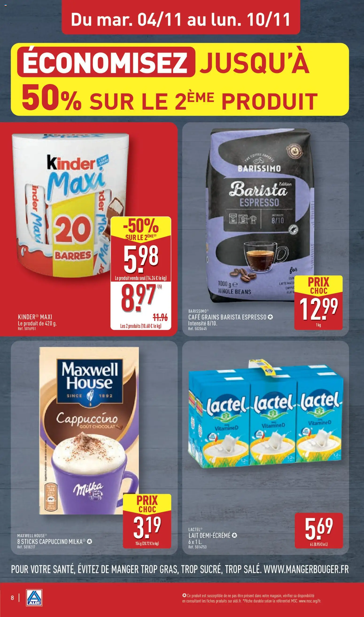 {H1} | Page: 11 | Produits: Pêche, Lait, Café, Chocolat
