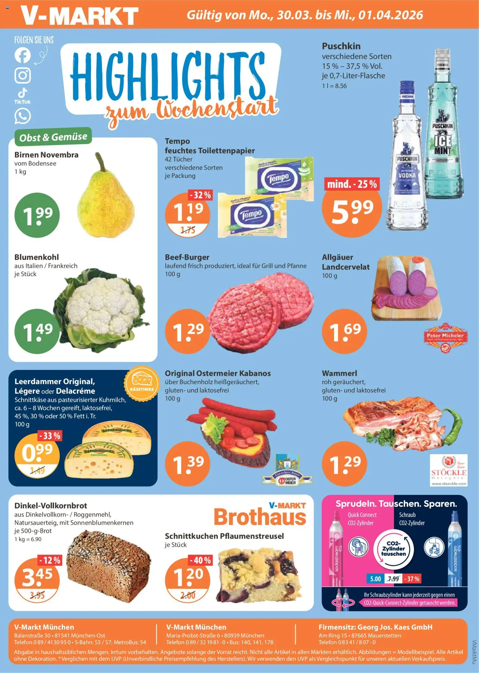 V-Markt München – gültig ab 26.03.2026 | Seite: 26 | Produkte: Grill, Obst, Tempo, Feuchtes Toilettenpapier