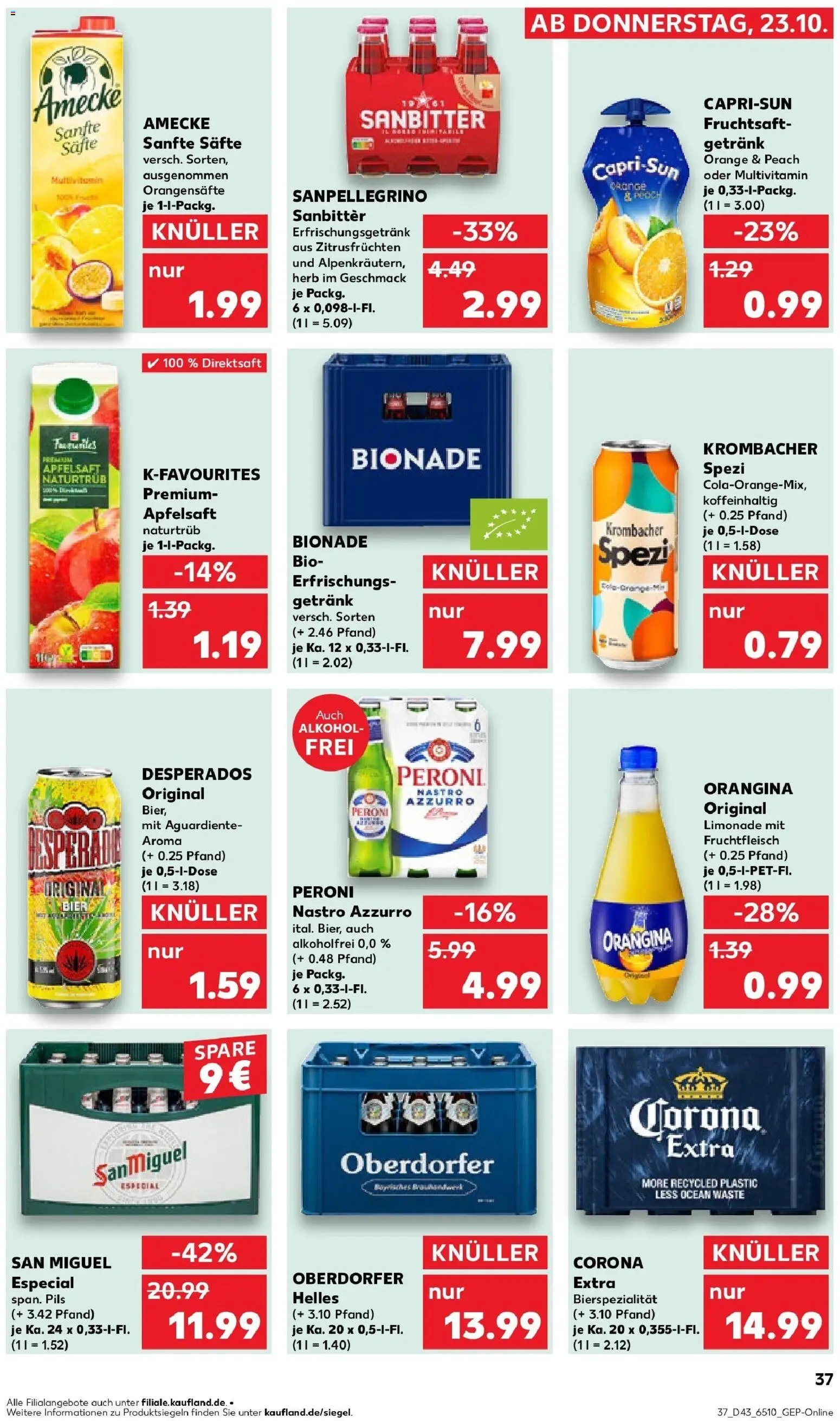 Kaufland prospekt Ahlen	 – gültig ab 27.10.2025 | Seite: 37 | Produkte: Cola, Limonade, Krombacher, Fruchtsaft