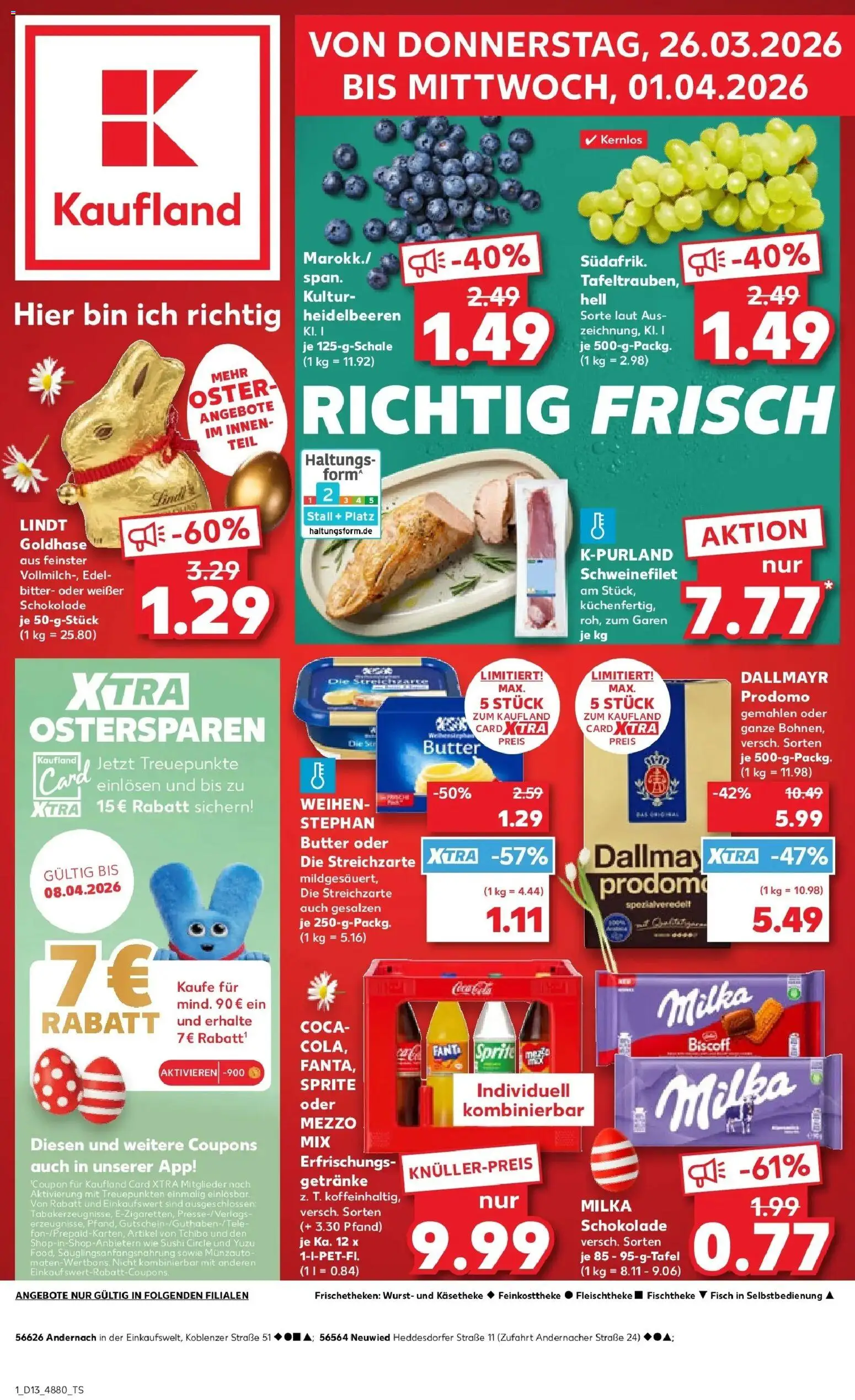 Kaufland Prospekt Andernach	 – gültig ab 26.03.2026 | Seite: 1 | Produkte: Mezzo mix, Sprite, Butter, Lindt