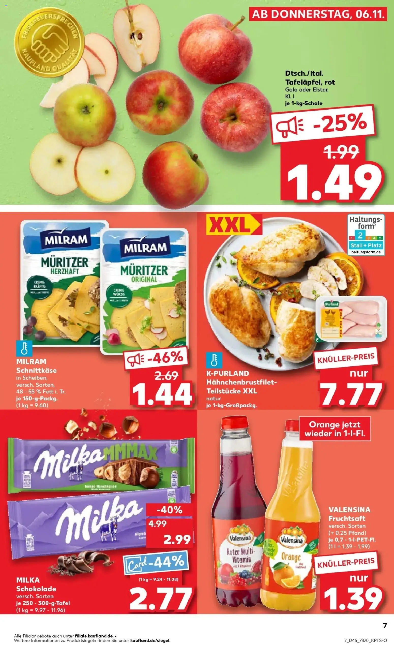 Kaufland prospekt Schorndorf	 – gültig ab 10.11.2025 | Seite: 7 | Produkte: Schokolade, Valensina, Milram, Fruchtsaft
