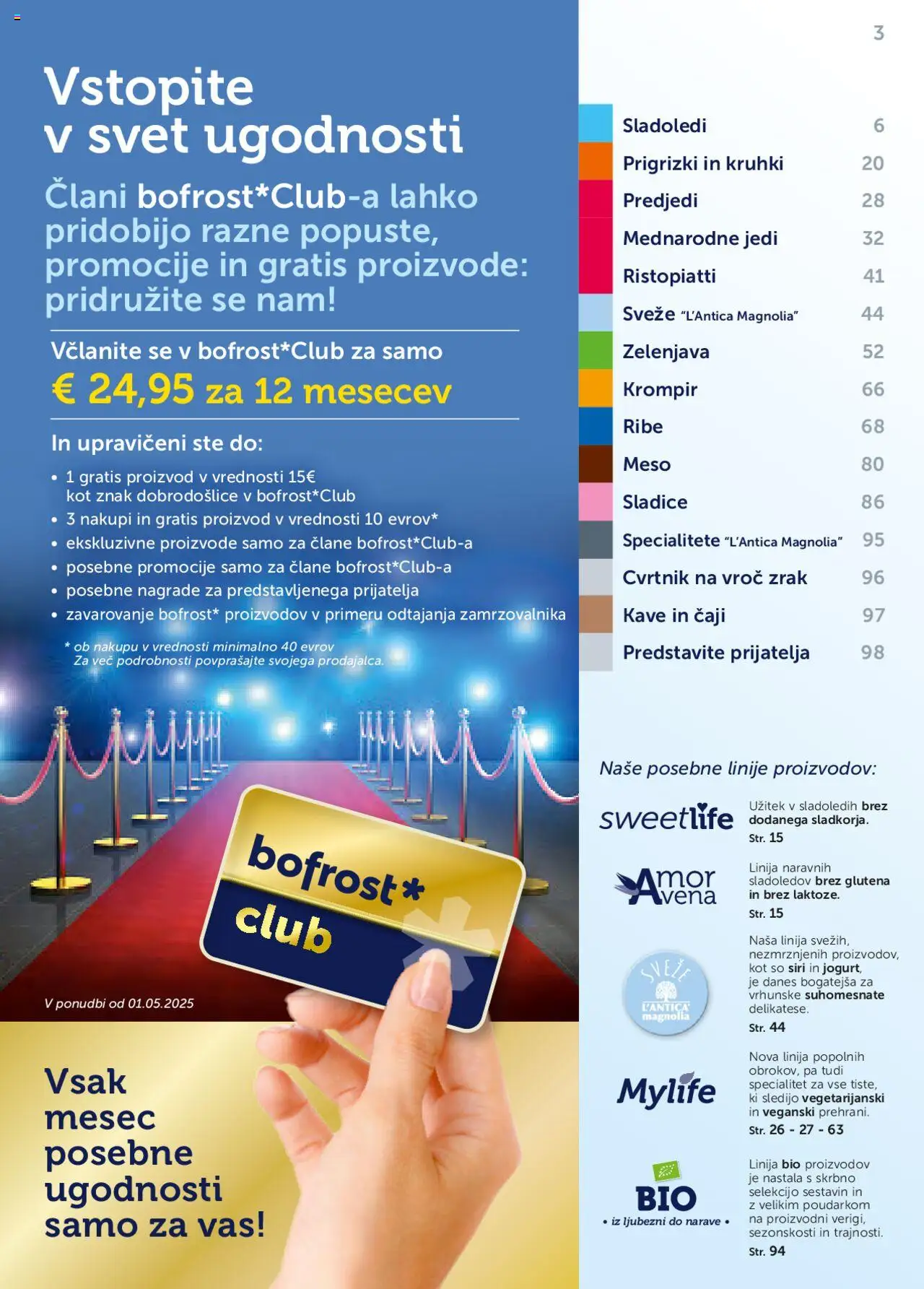 Novi Bofrost katalog ponudbe – veljaven od 01.05.2025 | Stran: 3 | Izdelki: Jogurt, Prigrizki, Ribe, Zelenjava