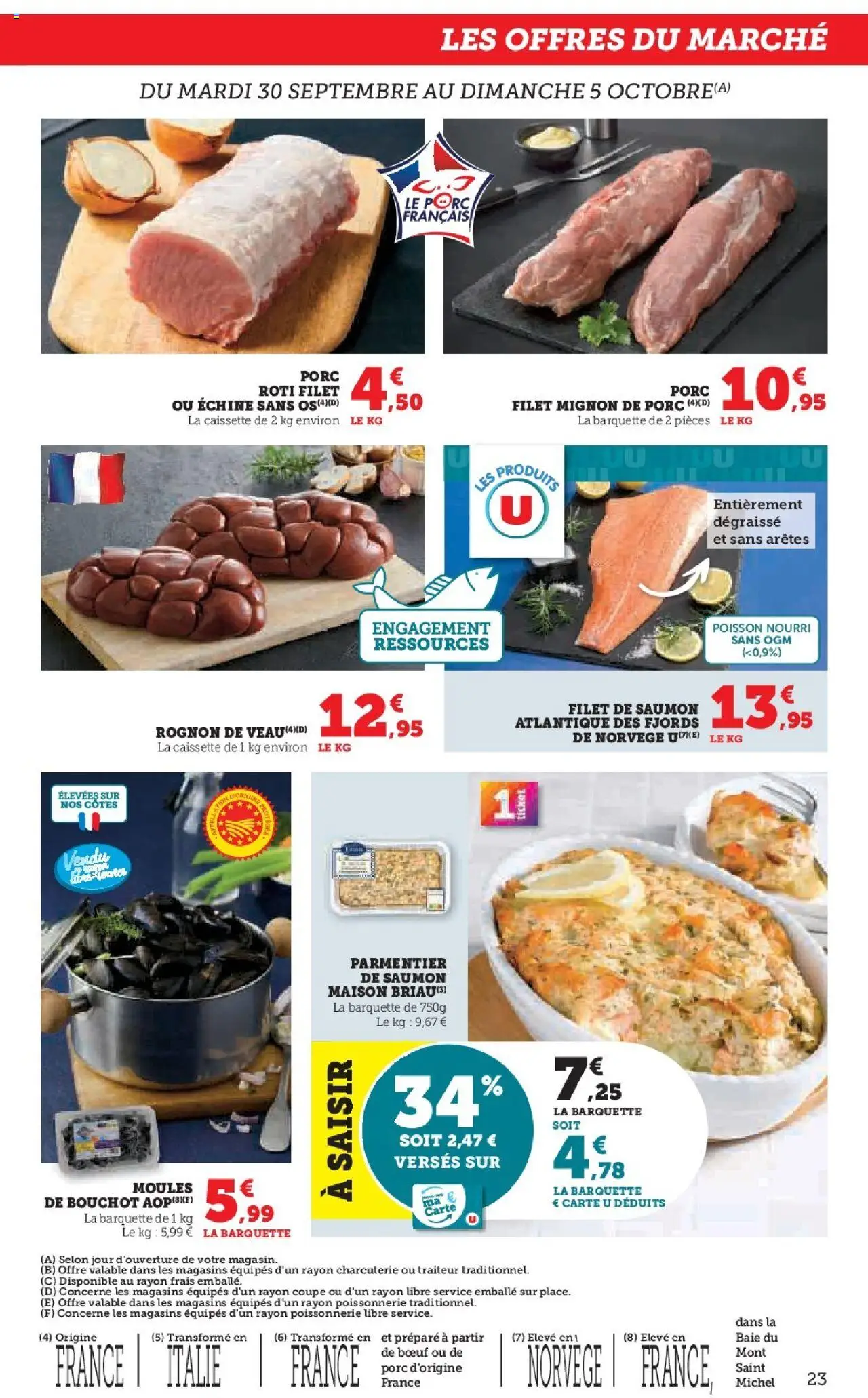 {H1} | Page: 23 | Produits: Poissonnerie, Filet de saumon, Filet mignon, Poisson