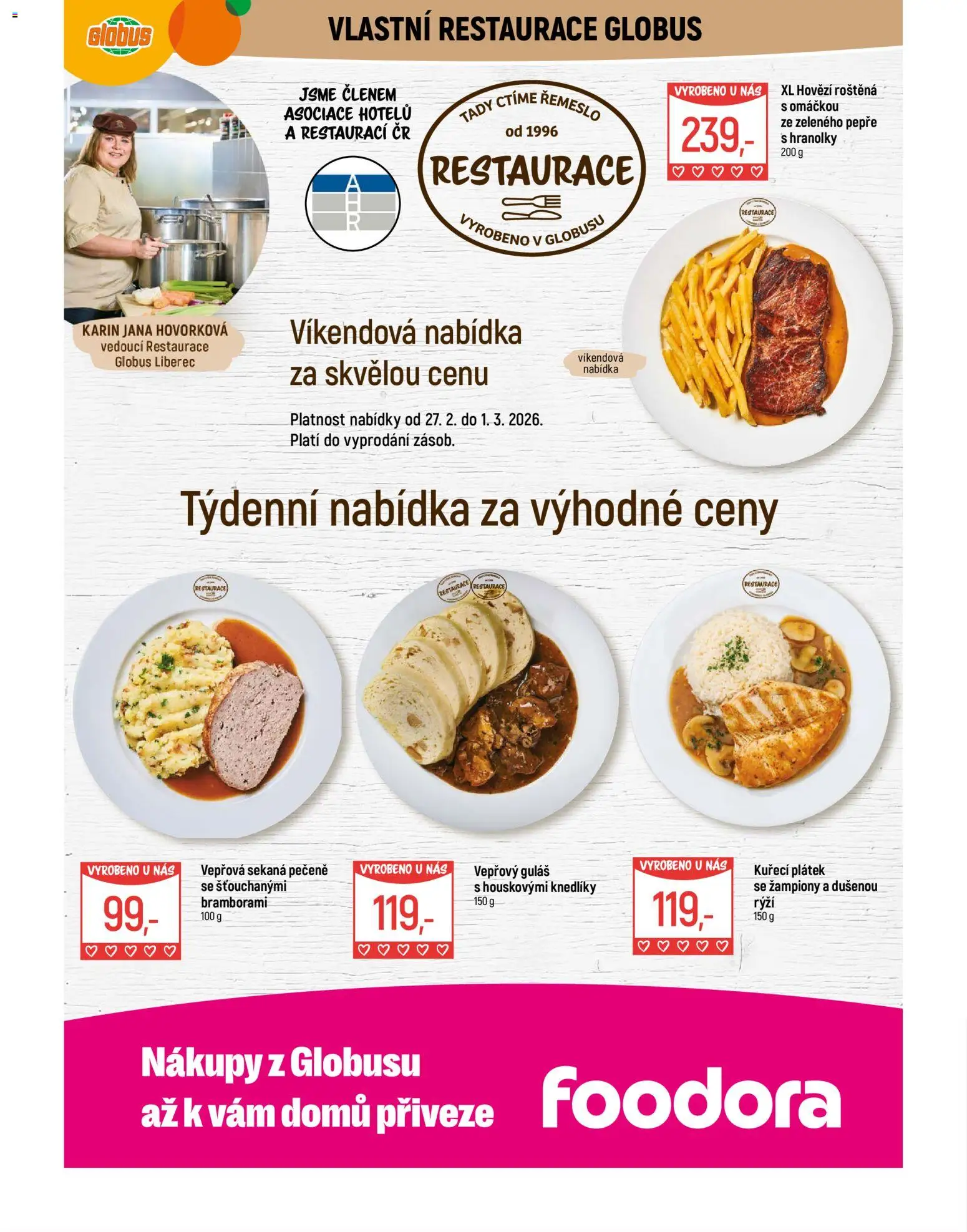 Globus leták - Liberec od 25.02.2026 | Strana: 8 | Produkty: Žampiony, Globus, Hranolky, Sekaná