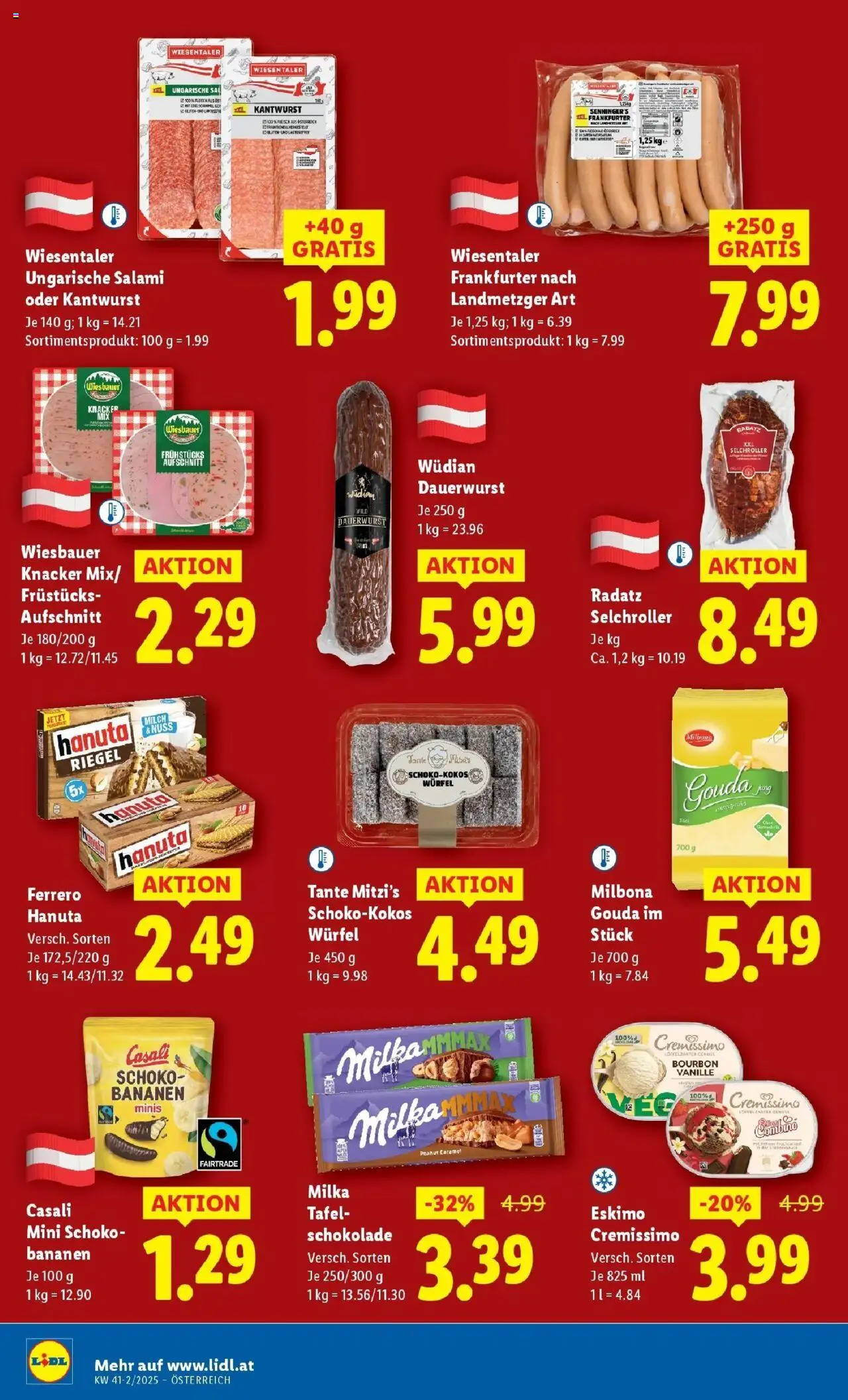Lidl - Wien, Langenzersdorf, Zwettl gültig ab 09.10.2025 | Seite: 10 | Produkte: Schokolade, Salami, Bananen, Bourbon