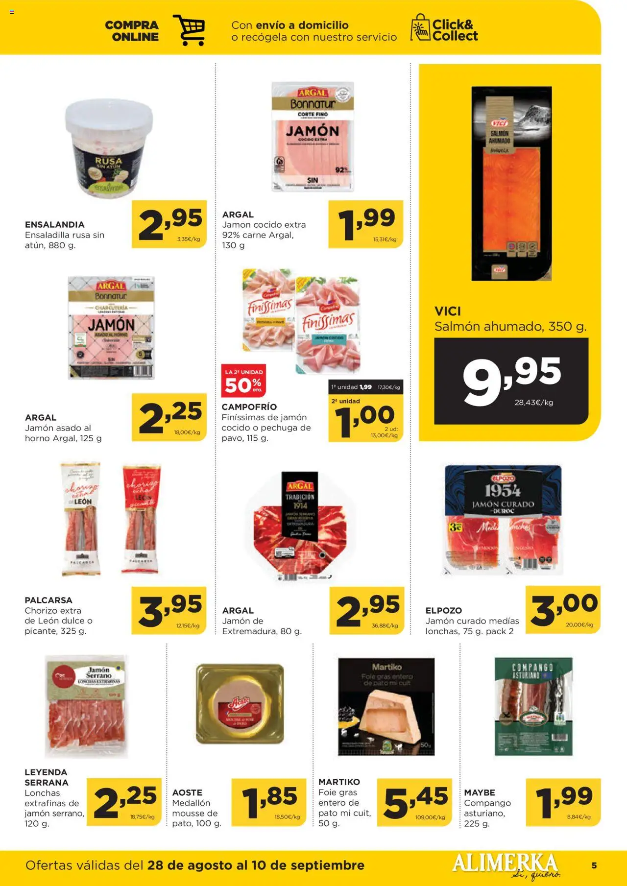 Alimerka folleto Asturias │ válido desde el 28.08.2025 | Página: 5 | Productos: Ensaladilla, Medias, Jamón cocido, Horno