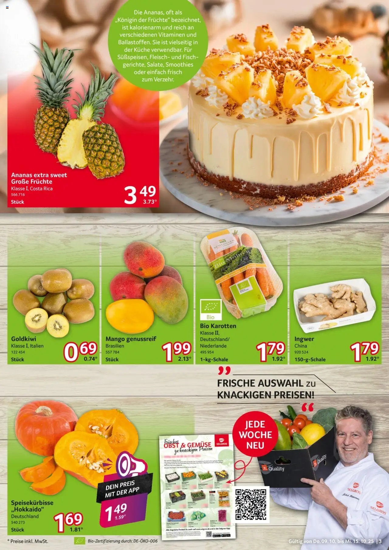 Selgros Prospekt 	 – gültig ab 09.10.2025 | Seite: 3 | Produkte: Küche, Ananas, Mohren, Mango