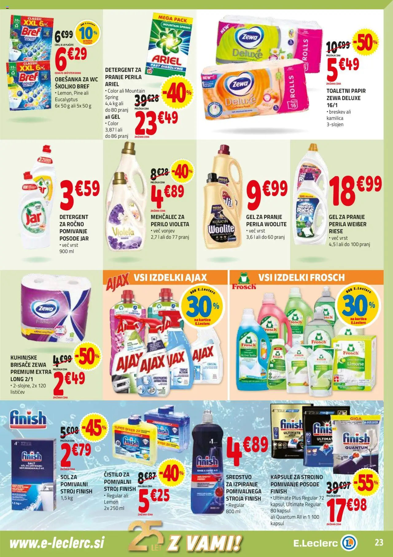 E.leclerc katalog │ velja od 06.08.2025 | Stran: 23 | Izdelki: Mehčalec, Toaletni papir, Pomivalni stroj, Sol