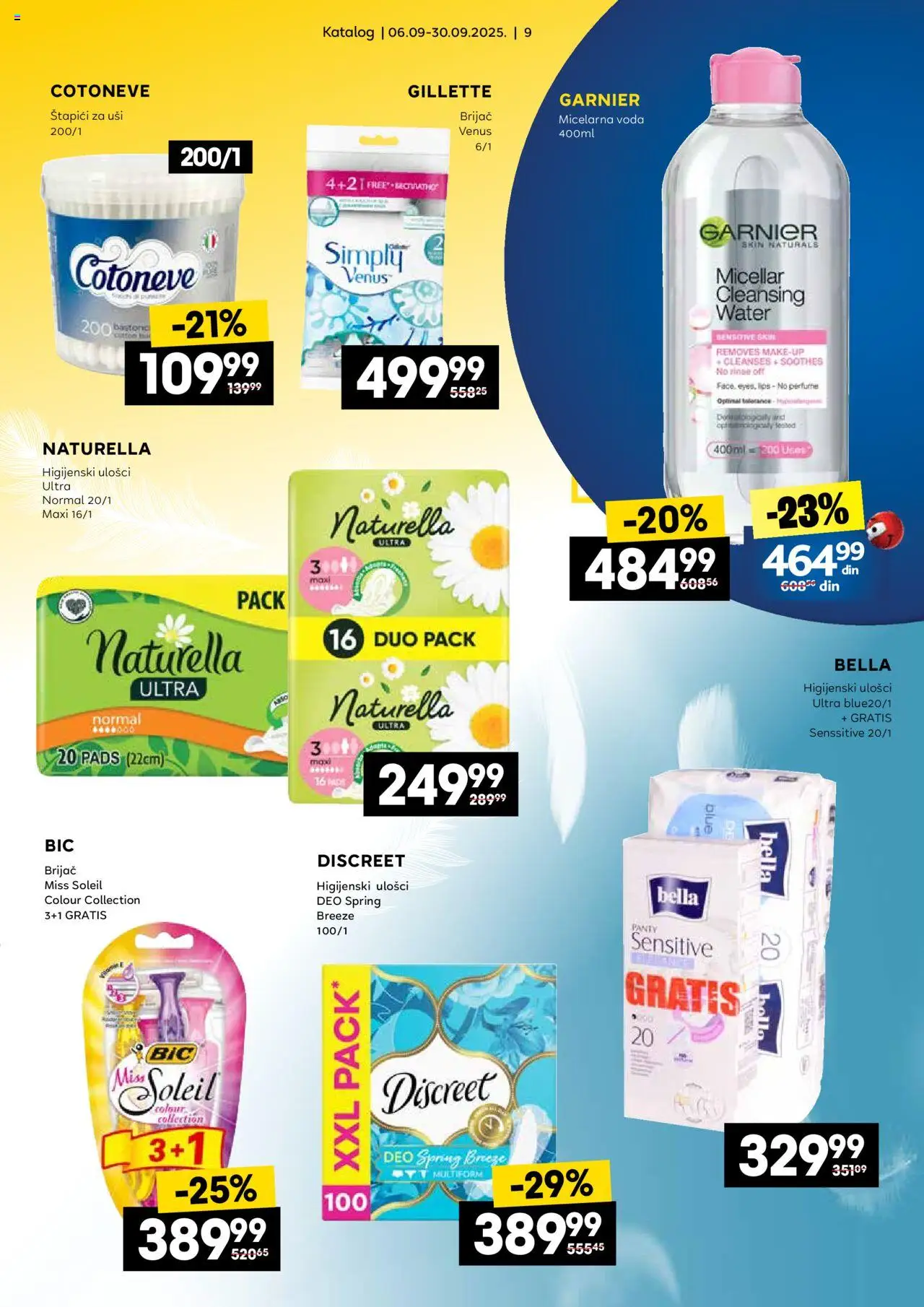 Idea katalog - važi od 06.09.2025 | Strana: 9 | Proizvode: Garnier, Higijenski ulošci, Voda, Micelarna voda