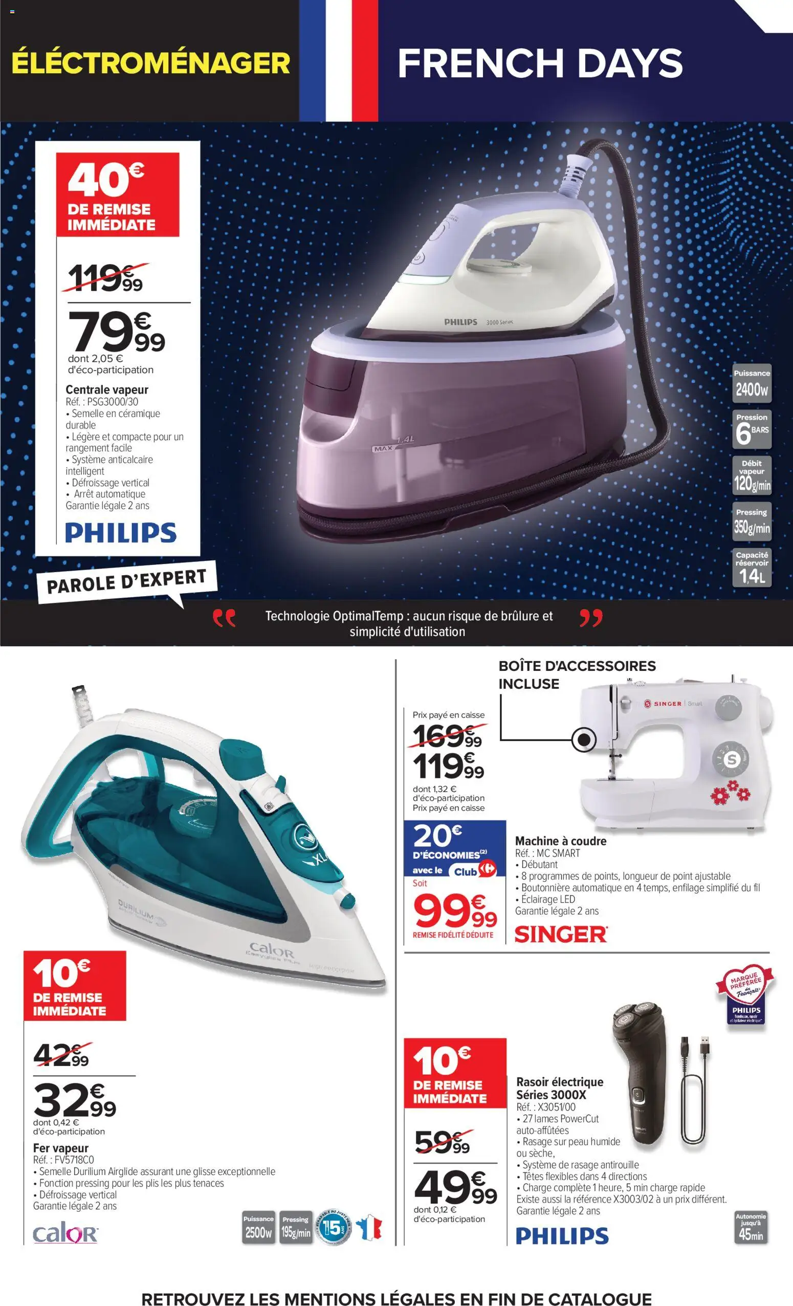 {H1} | Page: 7 | Produits: Rasoir électrique, Rasoir, Machine à coudre, Centrale vapeur