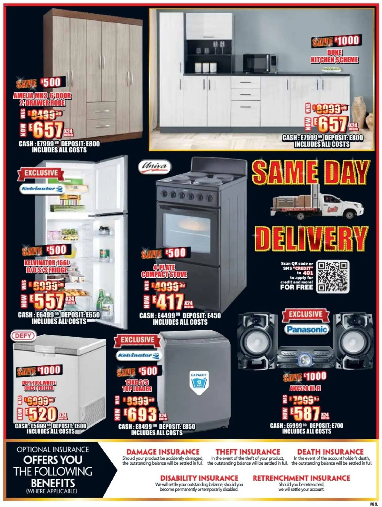New Lewis Stores catalogue – valid from 23.02.2026 | Page: 3 | Products: Freezer, Stove, Fridge, Chest freezer