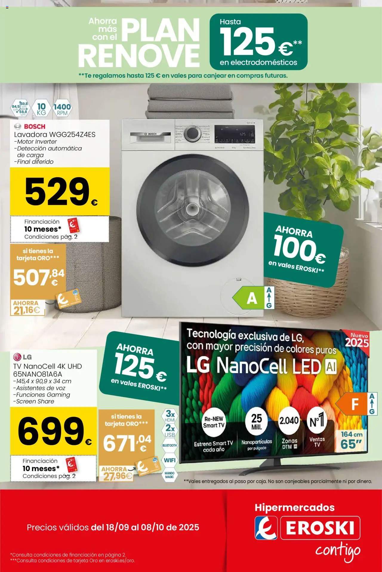 Eroski - Ahorra más con el Plan Renove │ válido desde el 18.09.2025 | Página: 1 | Productos: Té, Lavadora