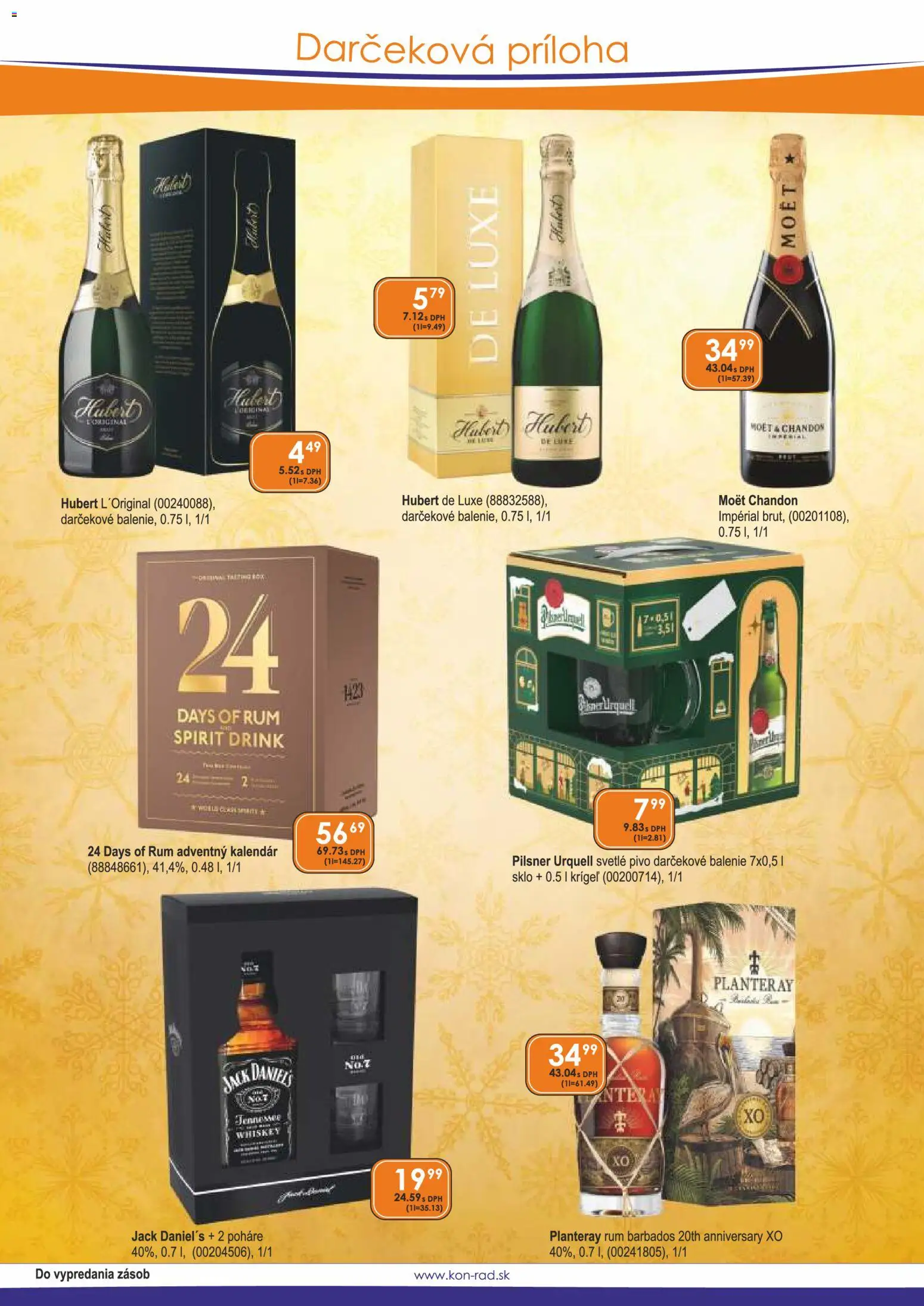 Nové KON - RAD akcie – leták je platný od 01.12.2025 | Strana: 7 | Produkty: Pilsner Urquell, Rum, Hubert de Luxe, Jack Daniel's