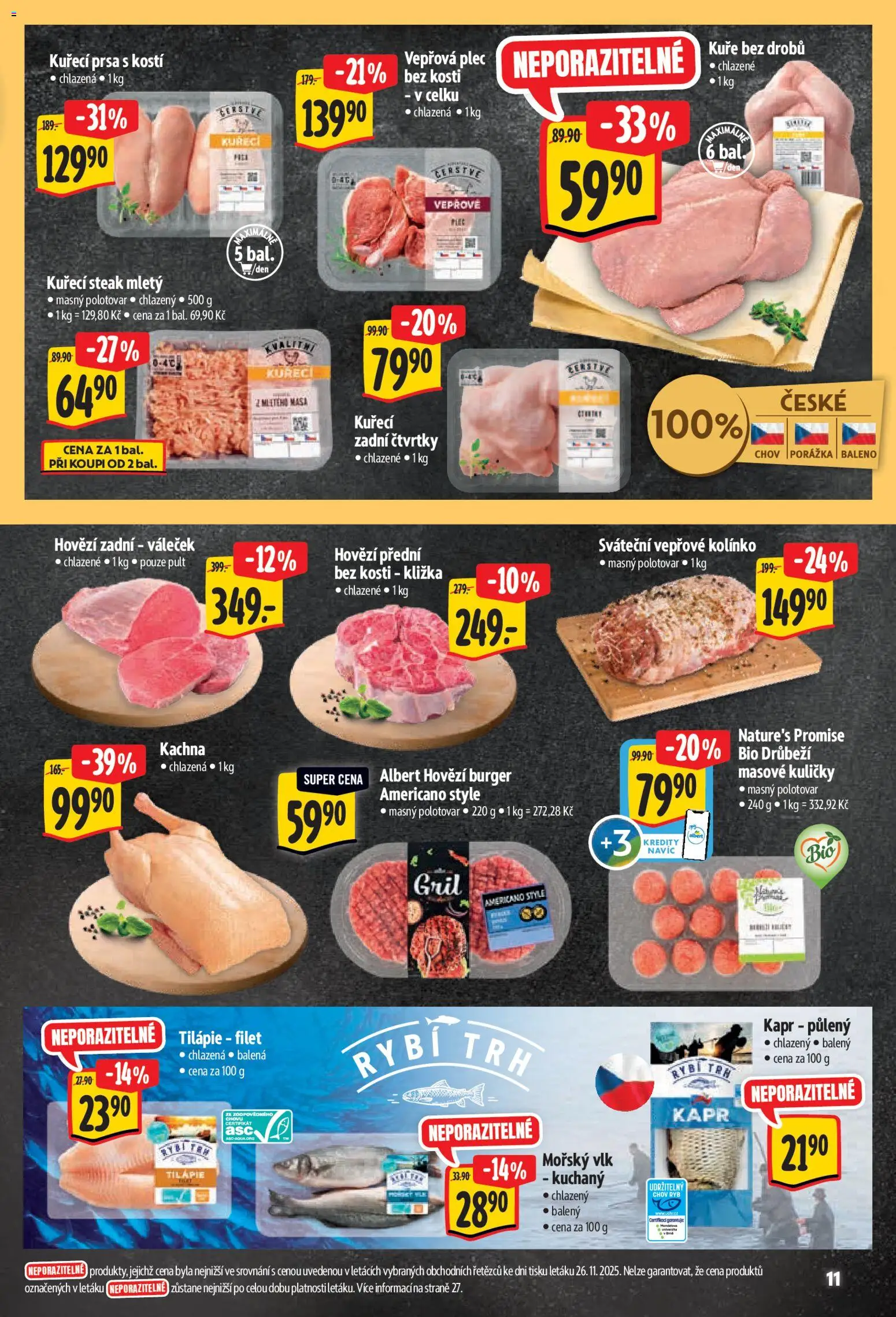 Albert leták - Hypermarket od 03.12.2025 | Strana: 20 | Produkty: Kuřecí prsa, Hovězí, Hovězí zadní, Filet