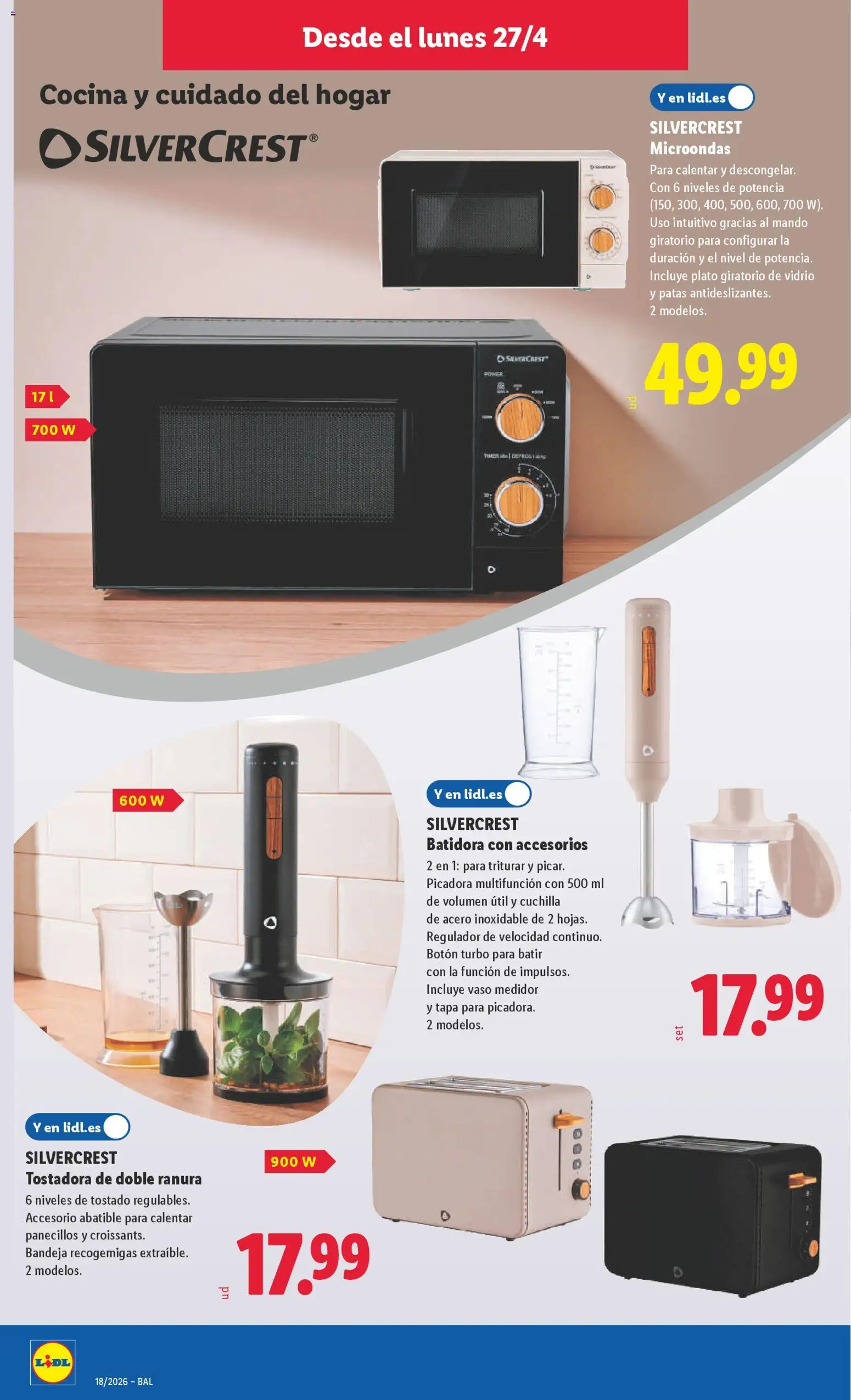 Lidl folleto de bazar │ válido desde el 27.04.2026 | Página: 6 | Productos: Cocina, Batidora, Tostadora, Bandeja