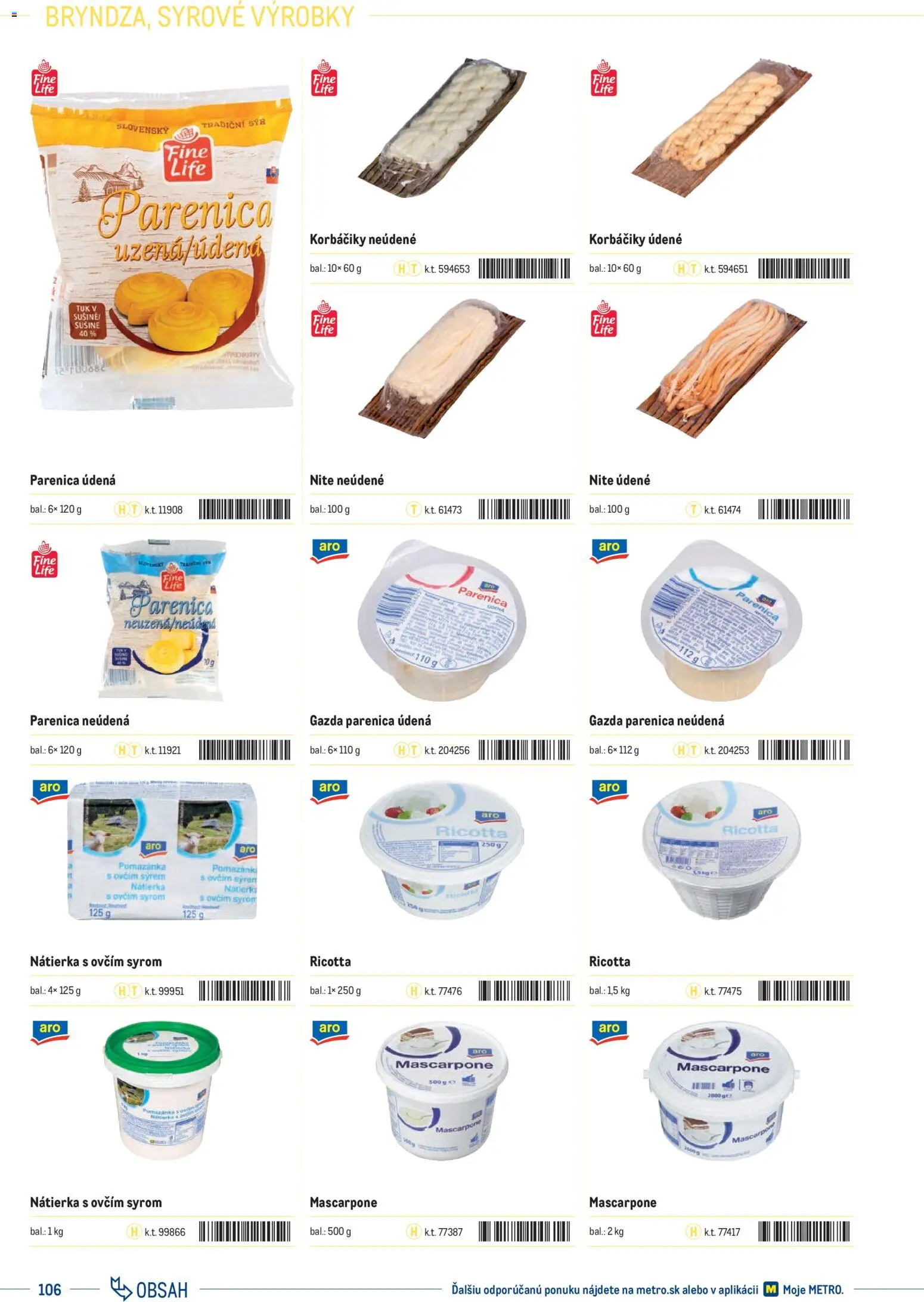 Nové Metro akcie – leták je platný od 01.01.2025 | Strana: 106 | Produkty: Syr, Mascarpone