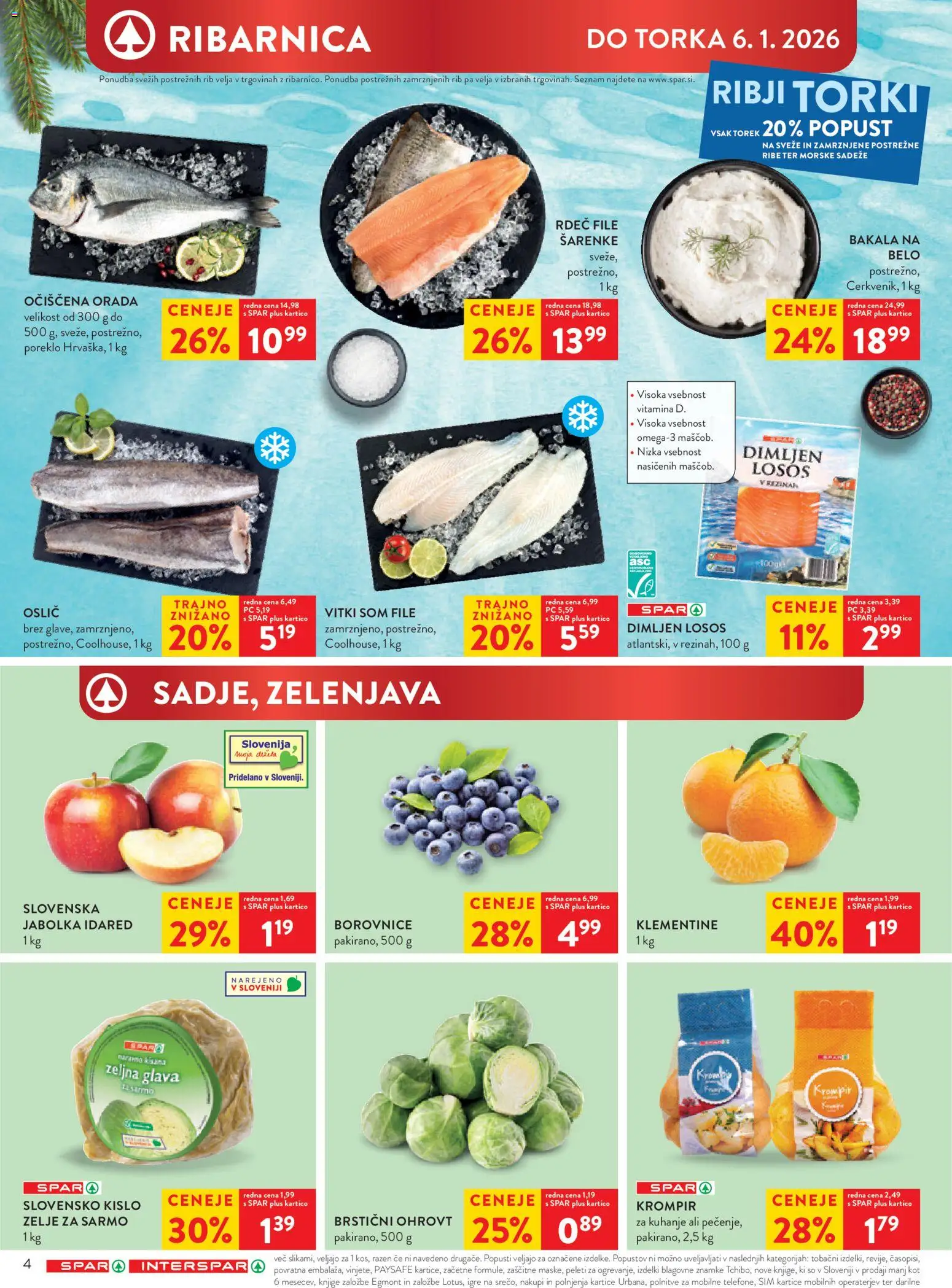 Novi Spar katalog ponudbe – veljaven od 27.12.2025 | Stran: 7 | Izdelki: Orada, Borovnice, Ribe, Zelenjava