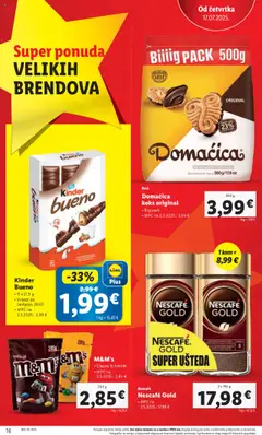 Lidl katalog | vrijedi od 17.07.2025 | Stranica: 16 | Proizvodi: Nescafe, Keks, Kikiriki, Nescafe Gold