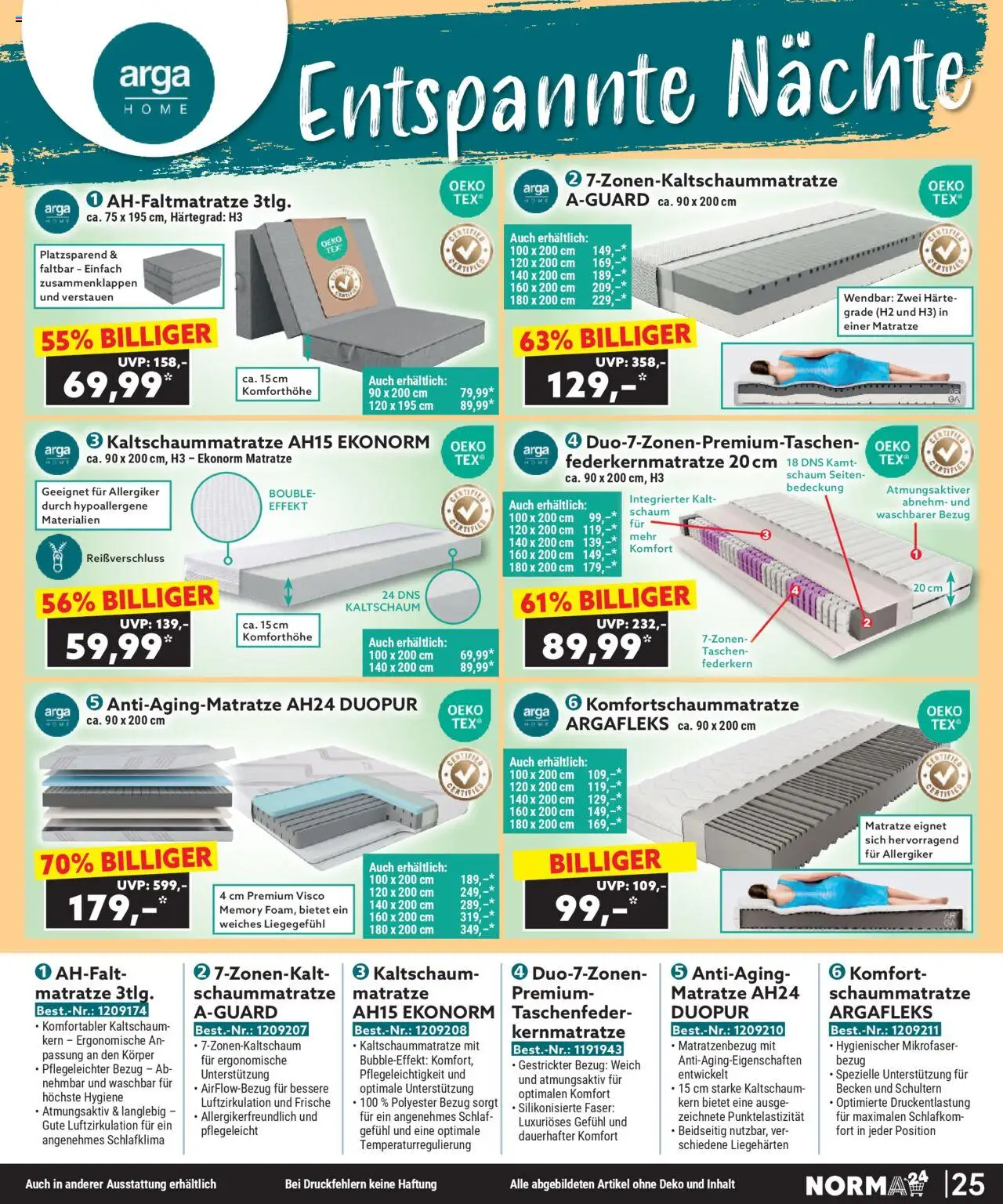 Norma - Bestellmagazin gültig ab 01.08.2025 | Seite: 25 | Produkte: Matratze