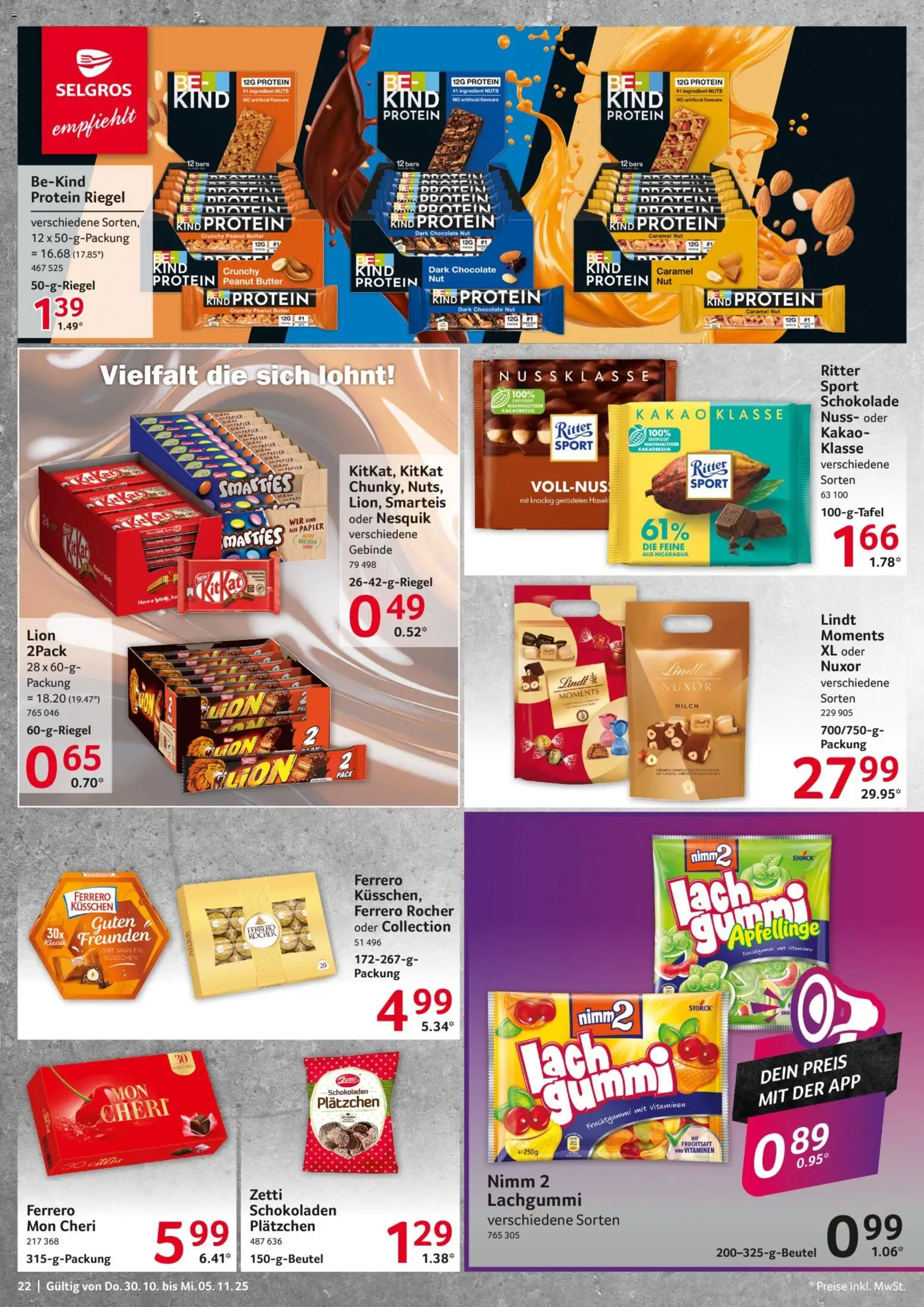 Selgros Prospekt 	 – gültig ab 30.10.2025 | Seite: 22 | Produkte: Nesquik, Ferrero rocher, Lindt, Fruchtsaft