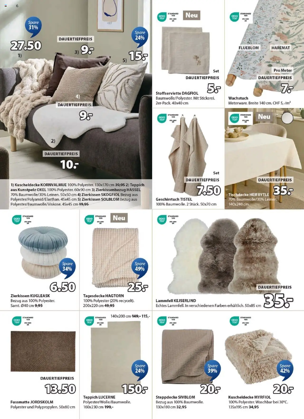 JYSK Aktionen – gültig ab 09.09.2025 | Seite: 6 | Produkte: Tagesdecke, Teppich, Fußmatte