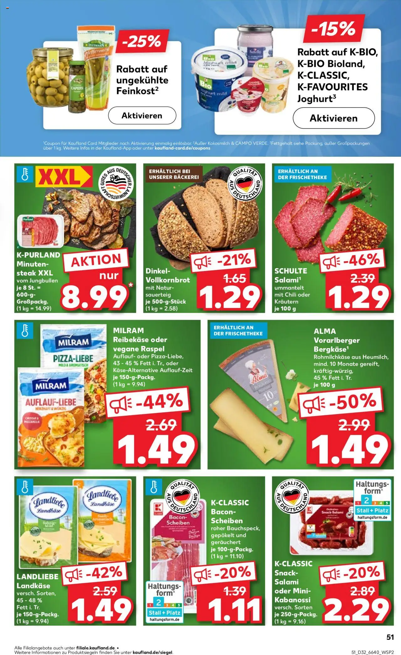 Kaufland prospekt Speyer	 - gültig ab dem 07.08.2025 | Seite: 51 | Produkte: Bäckerei, Milram, Steak, Reibekase