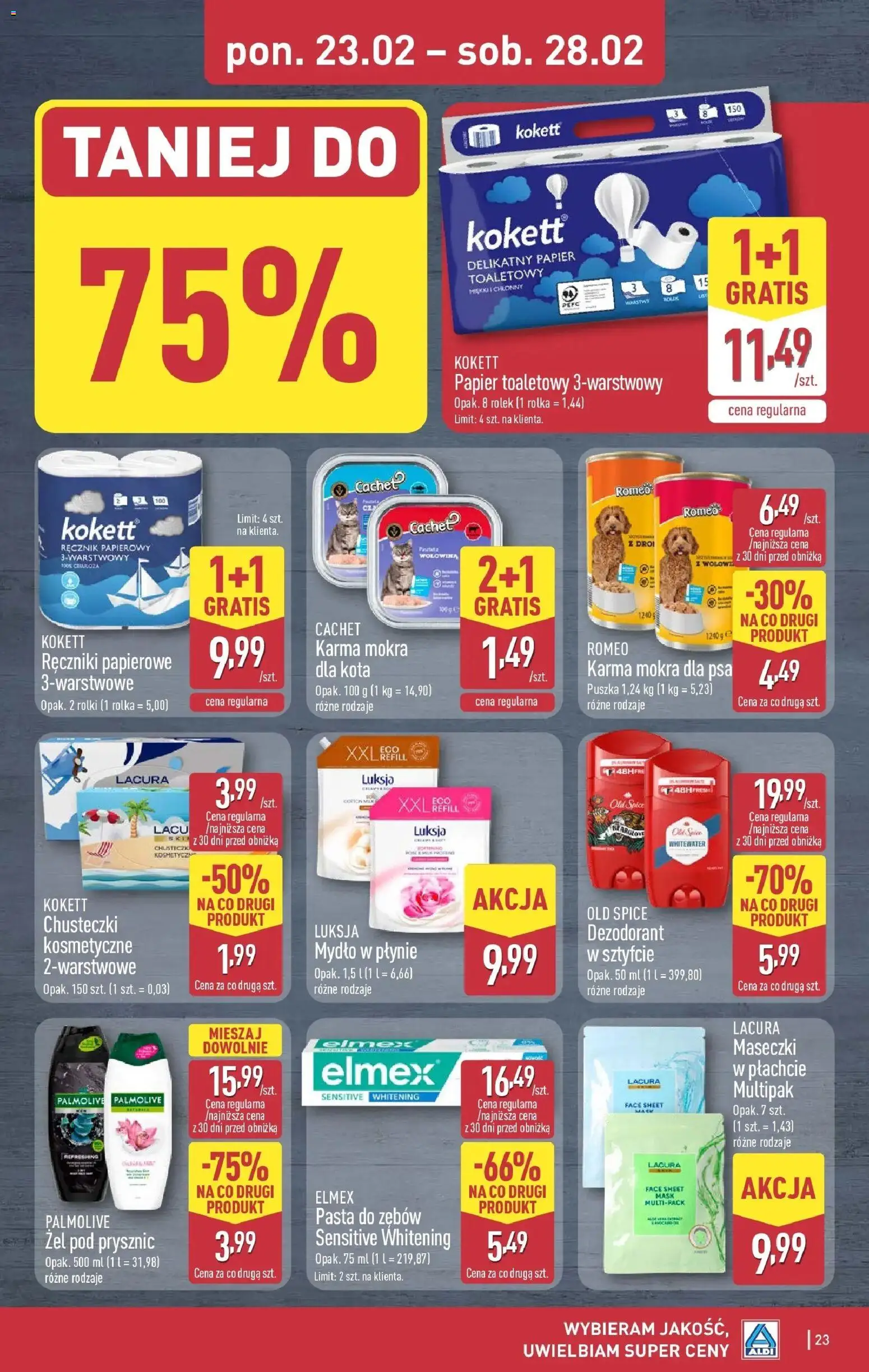 Aldi Gazetka od 23.02.2026 | Strona: 23 | Produkty: Papier toaletowy, Rolki, Prysznic, Old spice