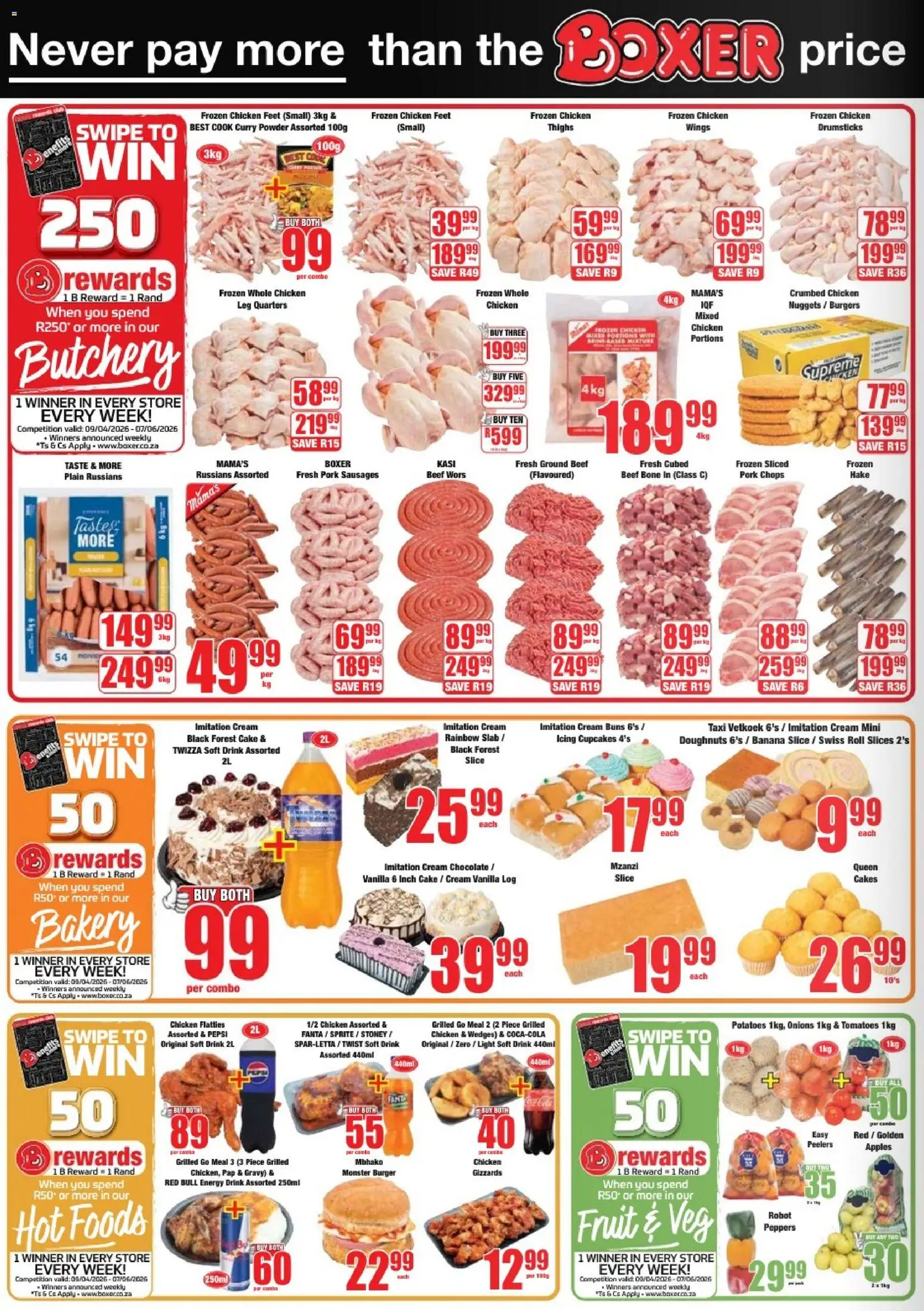 New Boxer catalogue – valid from 09.04.2026 | Page: 2 | Products: Pork, Gravy, Potatoes, Fruit