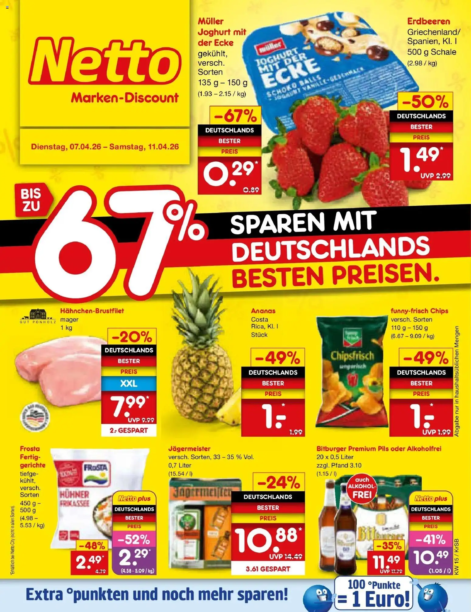 Netto Marken-Discount Prospekt Jüchen	 – gültig ab 05.04.2026 | Seite: 1 | Produkte: Joghurt, Pils, Frosta, Jägermeister
