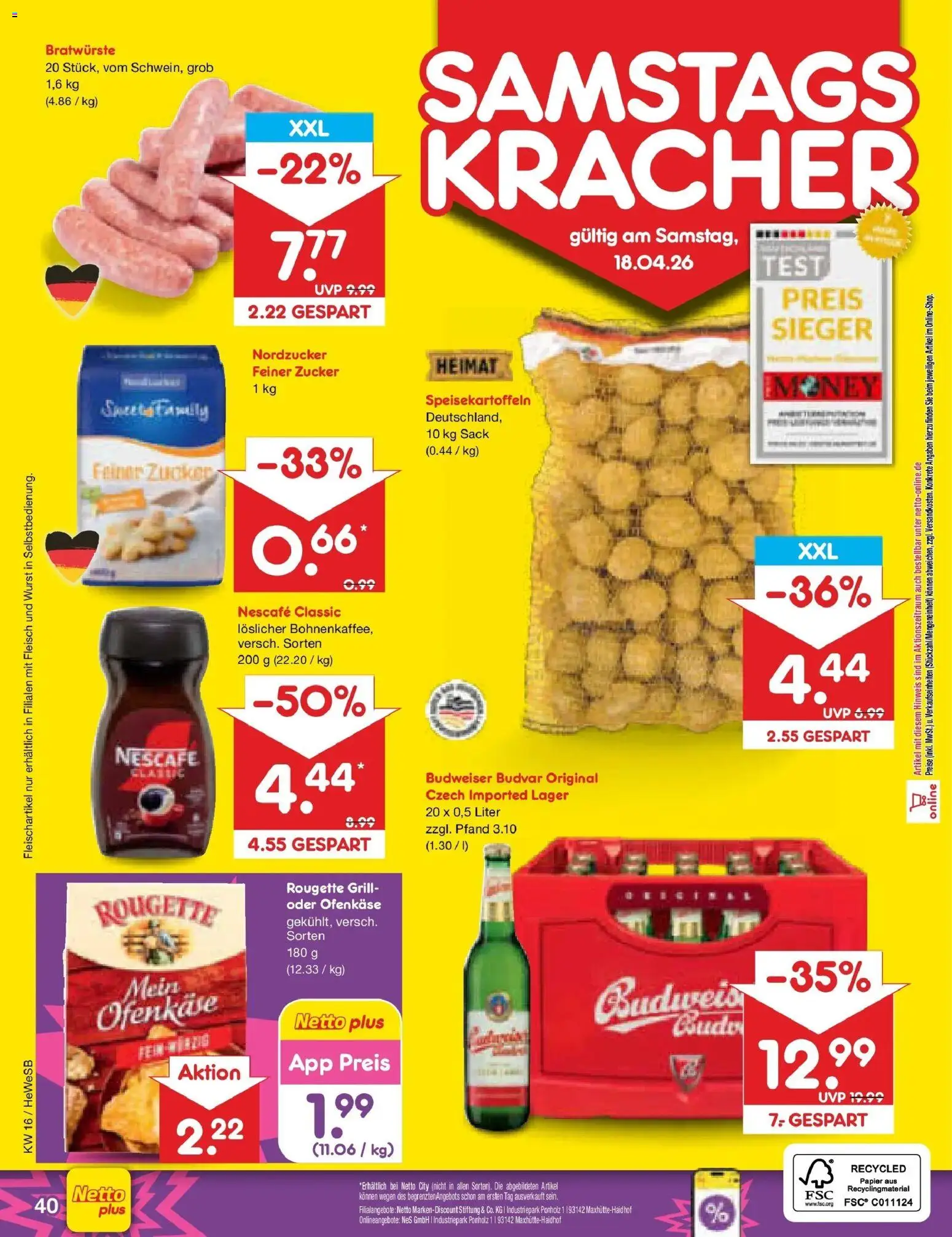 Netto Marken-Discount Prospekt Hamburg	 – gültig ab 13.04.2026 | Seite: 52 | Produkte: Grill, Nescafe, Nescafe classic, Wurst