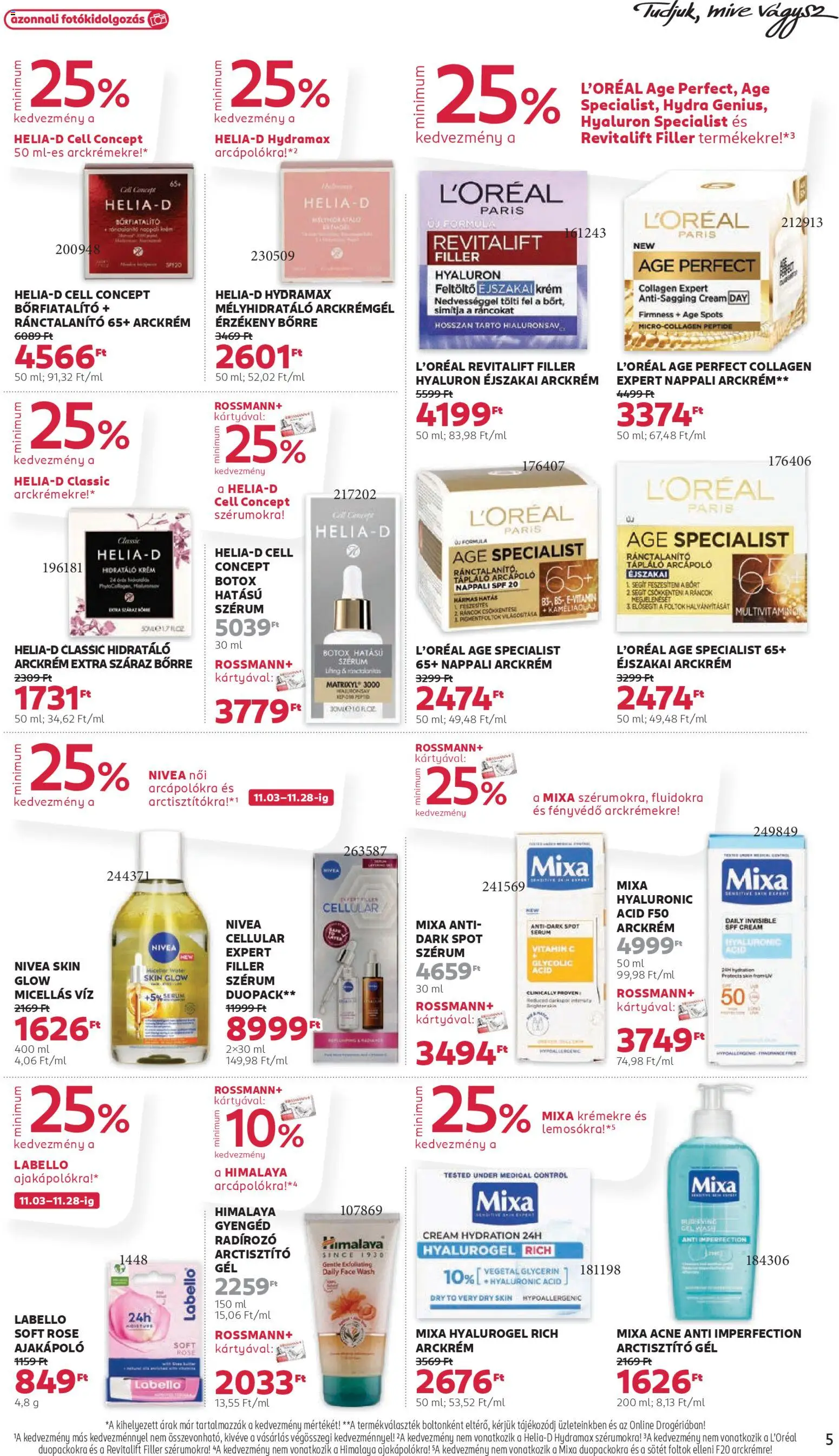 Rossmann akciós ujság - amely érvényes a következő dátumtól: 03.11.2025 | Oldal: 5 | Termékek: Micellás víz, Arckrém, Vitamin c, Fényvédő