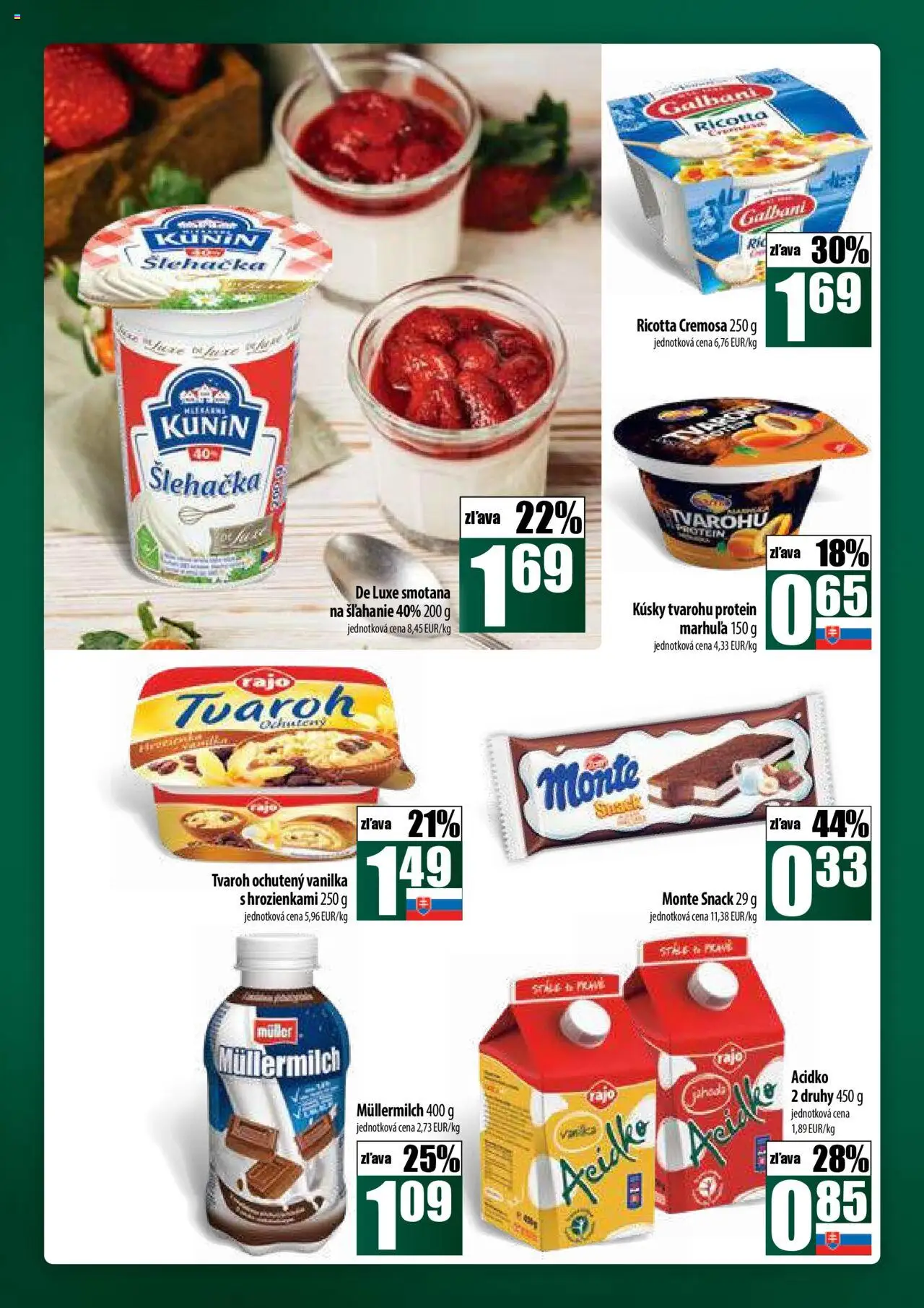COOP Jednota široká ponuka │ platný od 14.08.2025 | Strana: 28 | Produkty: Smotana, Protein, Tvaroh, Acidko