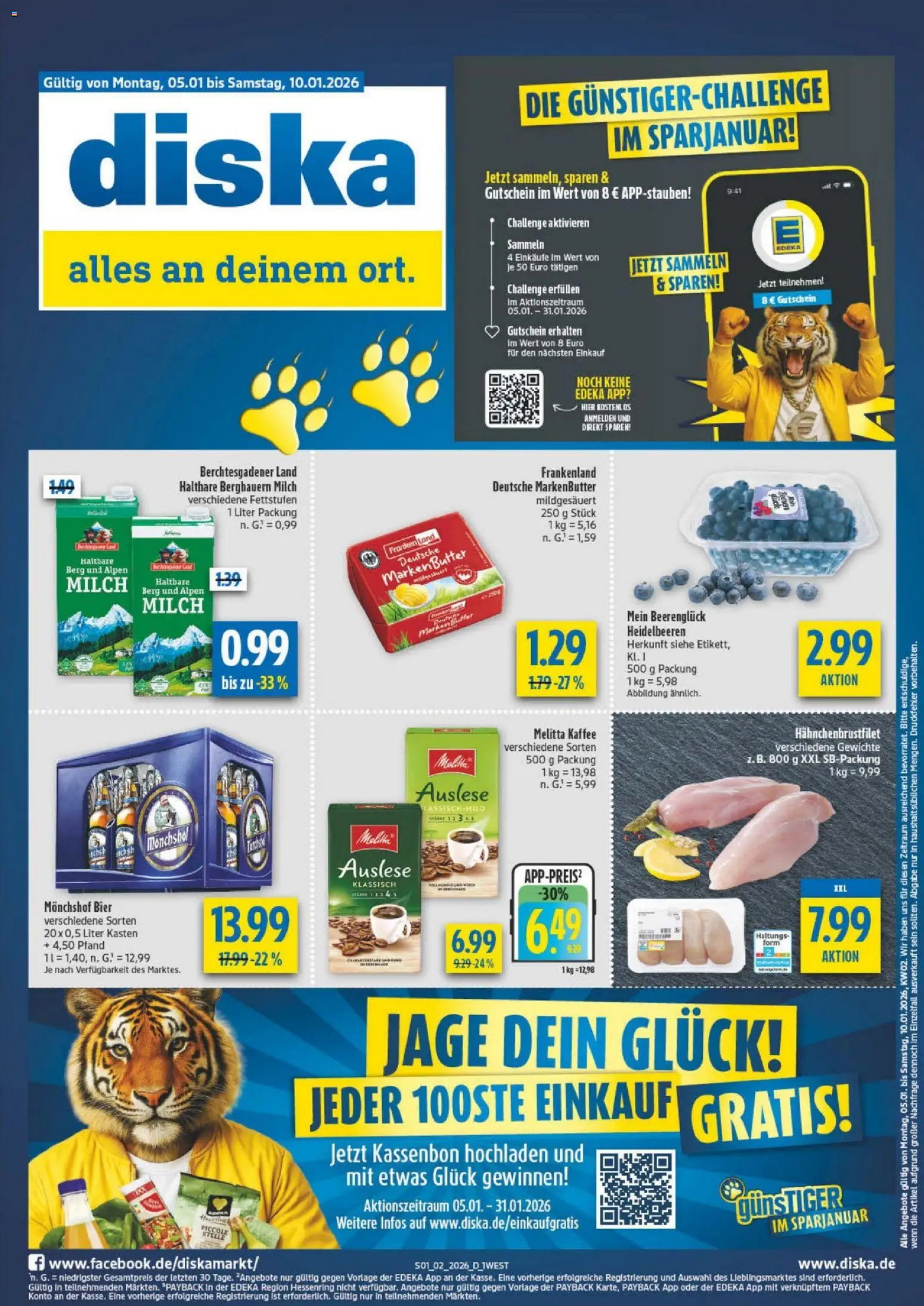 Diska - Diska Angebote Bayern KW02 – gültig ab 05.01.2026 | Seite: 1 | Produkte: Melitta, Butter, Kaffee, Heidelbeeren