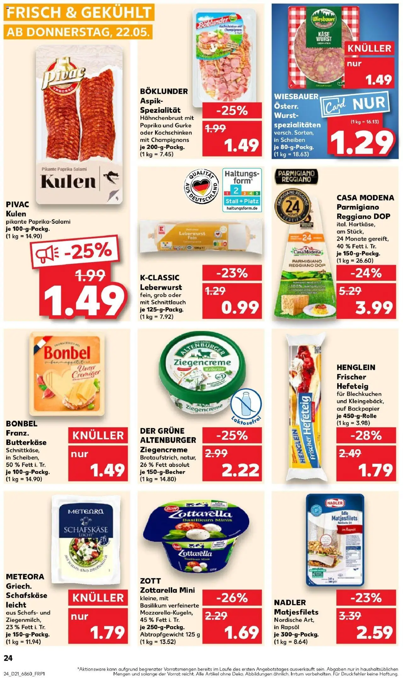 Kaufland prospekt Bad Kreuznach	 - gültig ab dem 22.05.2025 | Seite: 24 | Produkte: Käse, Mozzarella, Paprika, Salami