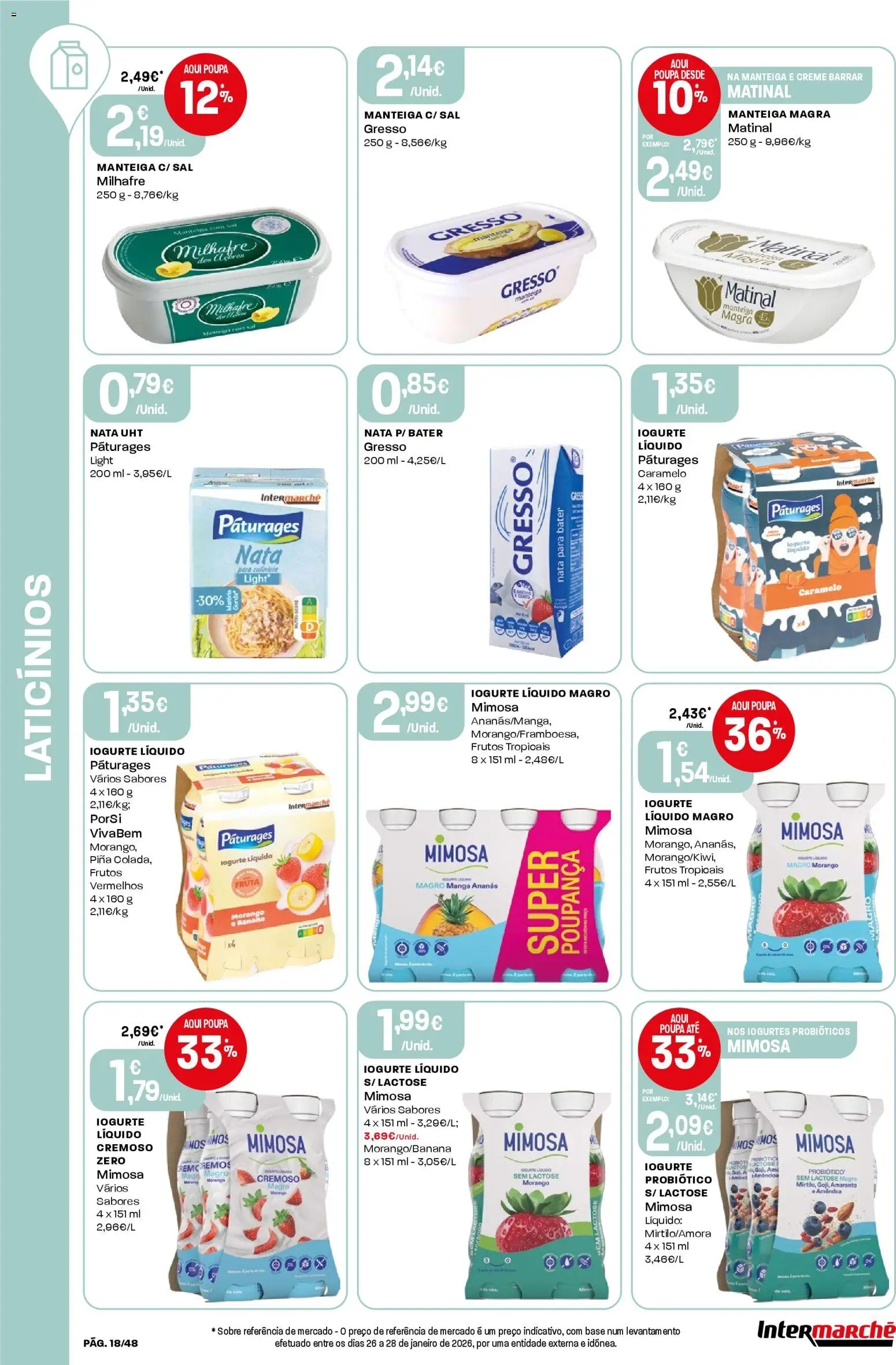 Intermarché folheto │ válido de 05.03.2026 | Página: 18 | Produtos: Probióticos, Sal, Creme, Iogurte liquido