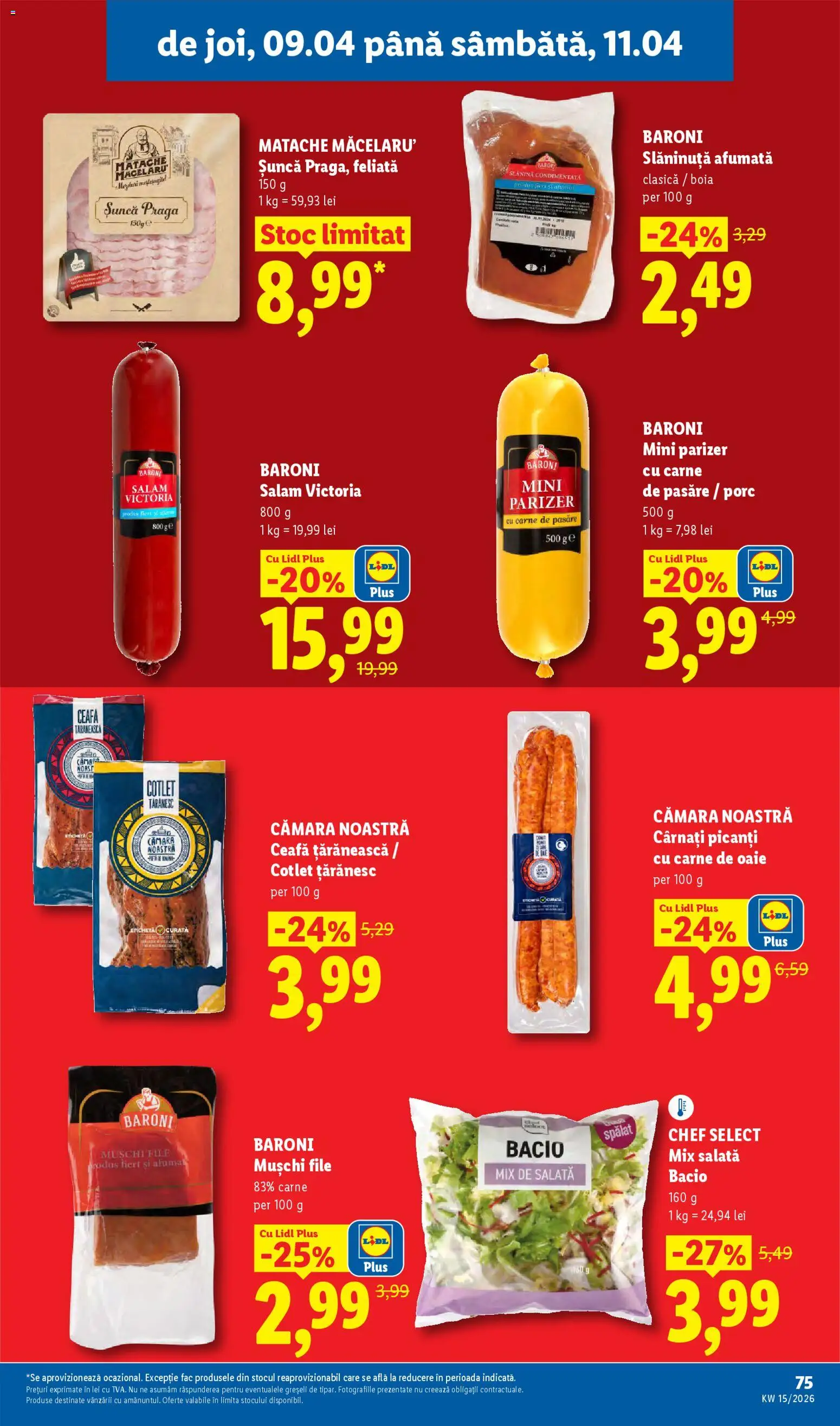 Noul catalog Lidl – valabil de la 06.04.2026 | Pagină: 75 | Produse: Lait de coco, Bacon, Parizer, Salată
