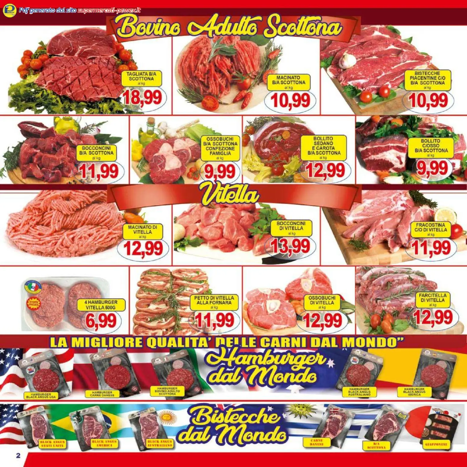 Volantino Pewex del 16.01.2026 | Pagina: 2 | Prodotti: Bovino, Carota, Hamburger, Macinato