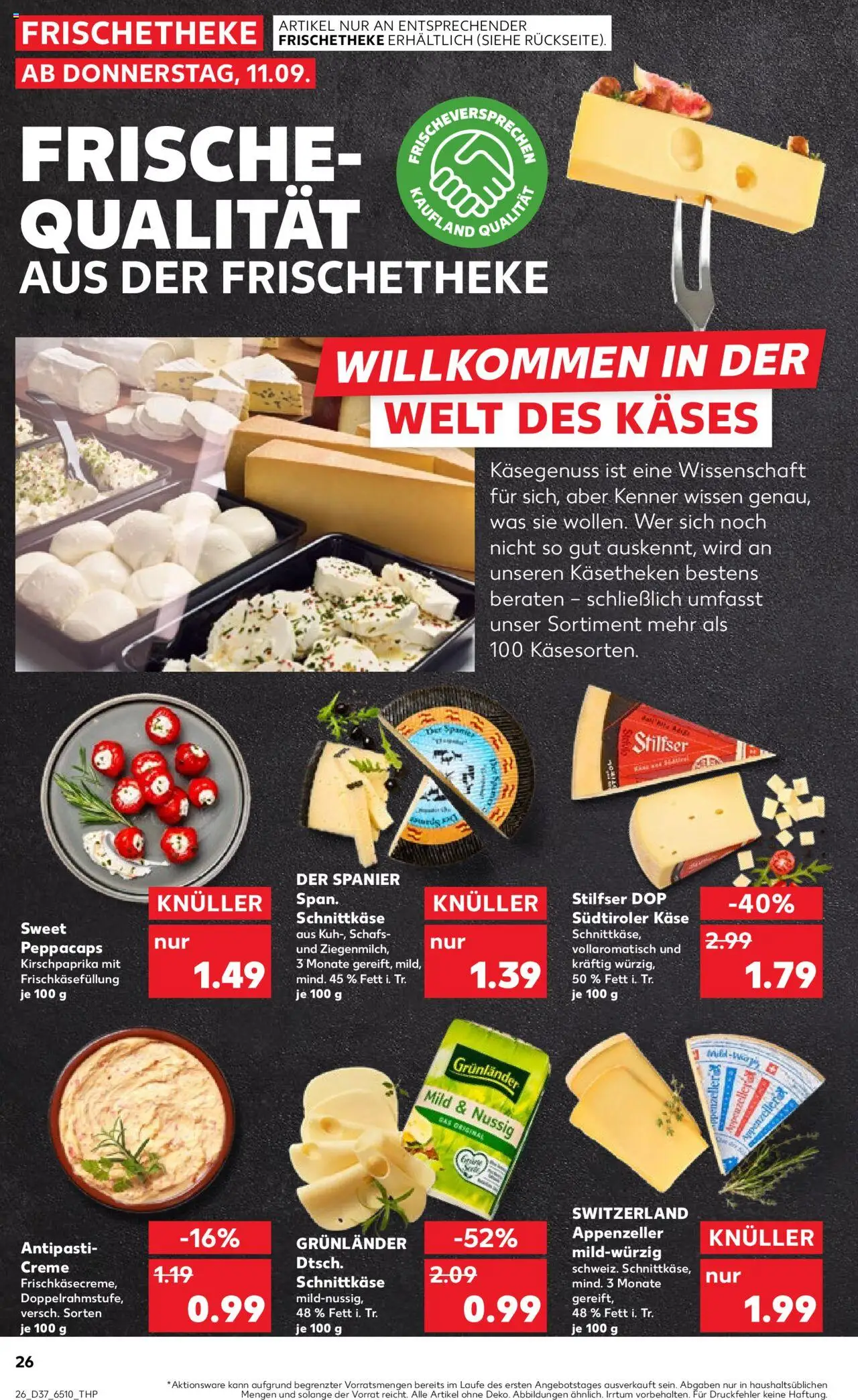 Kaufland prospekt Köln	 – gültig ab 11.09.2025 | Seite: 26 | Produkte: Käse, Creme, Grunlander