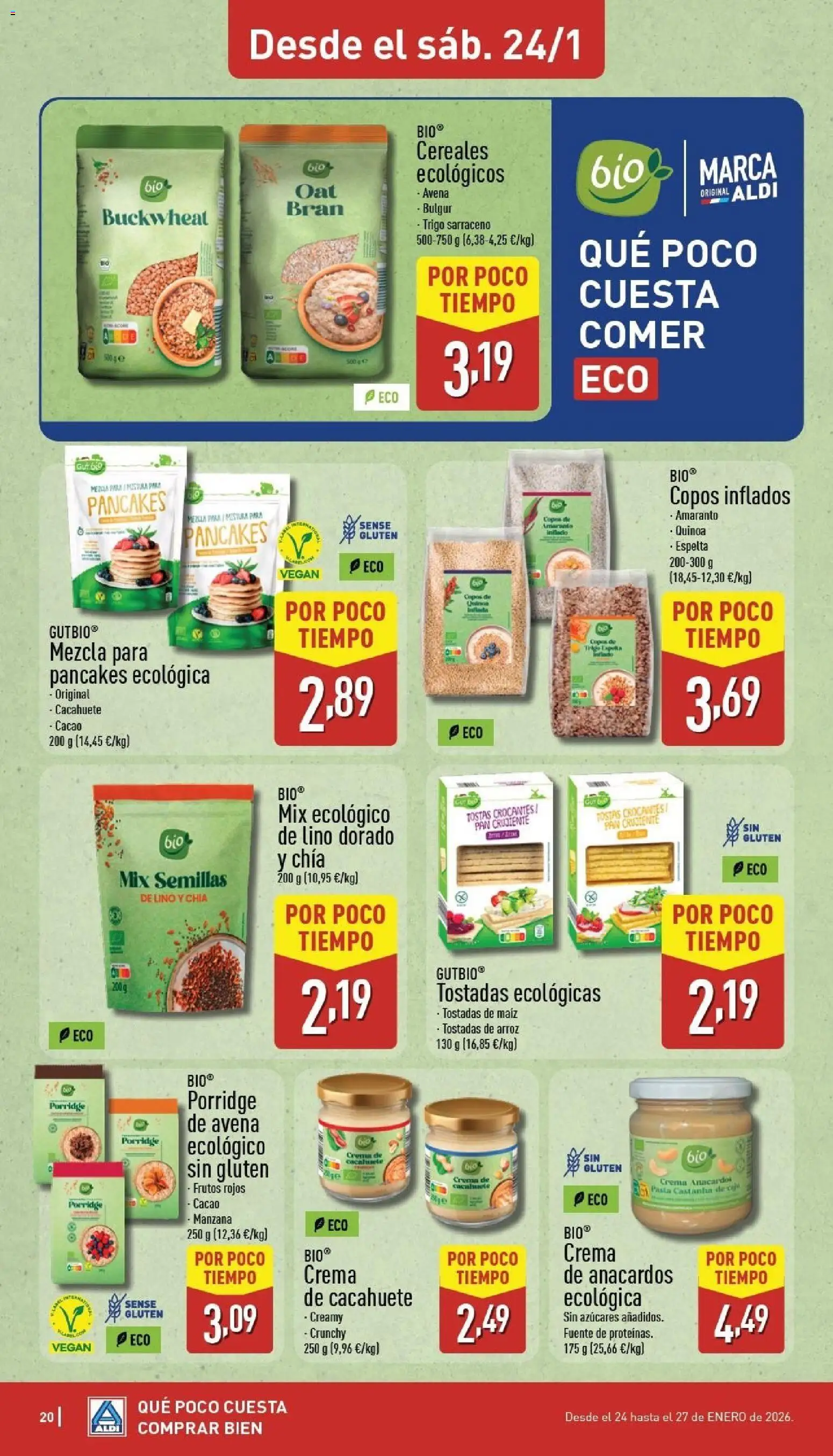 Aldi folleto Baleares │ válido desde el 19.01.2026 | Página: 20 | Productos: Pan, Cereales, Pasta, Copos