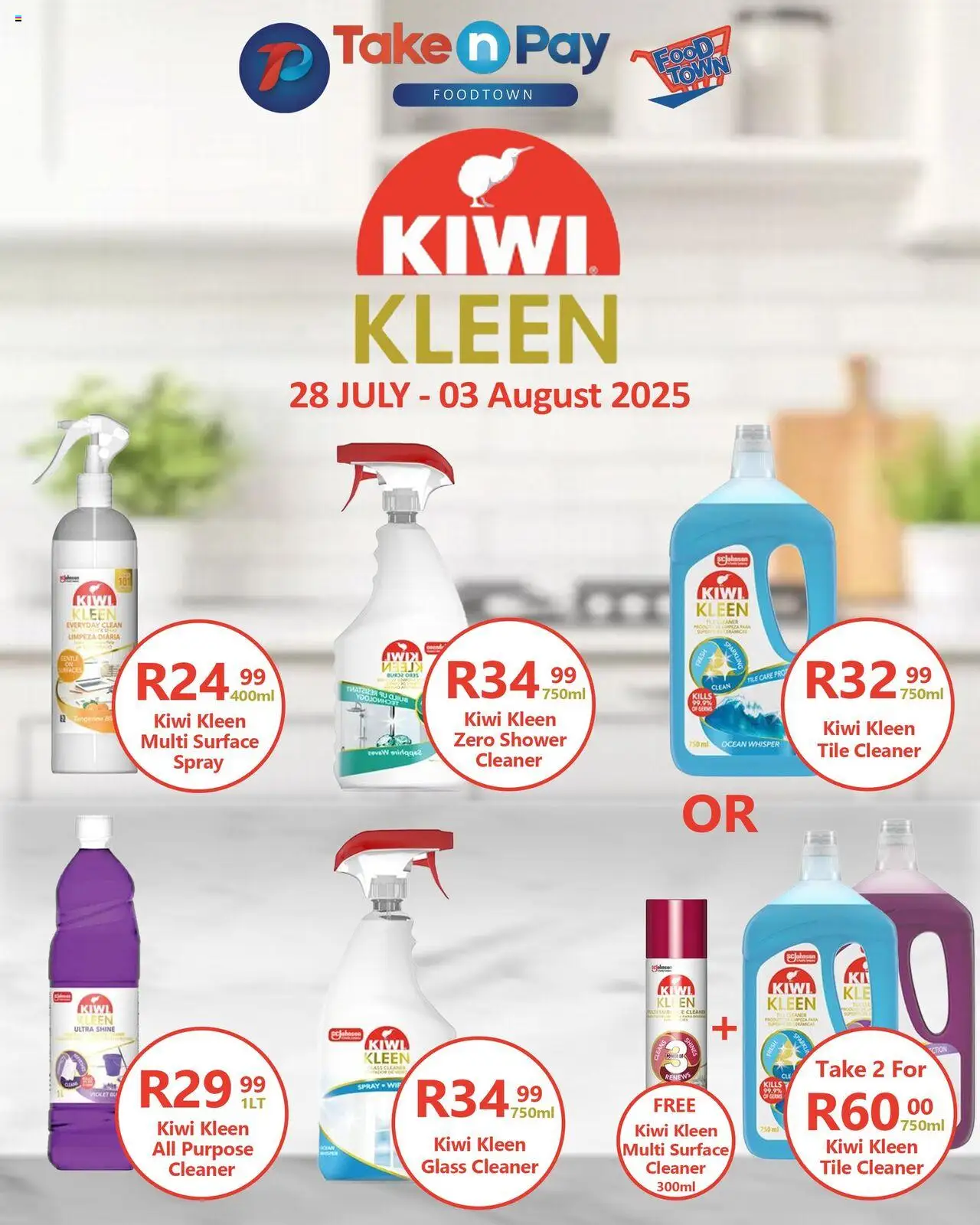 Take n Pay Kiwi Kleen Specials │ valid from 28.07.2025 | Page: 1 | Products: Shower, Kiwi