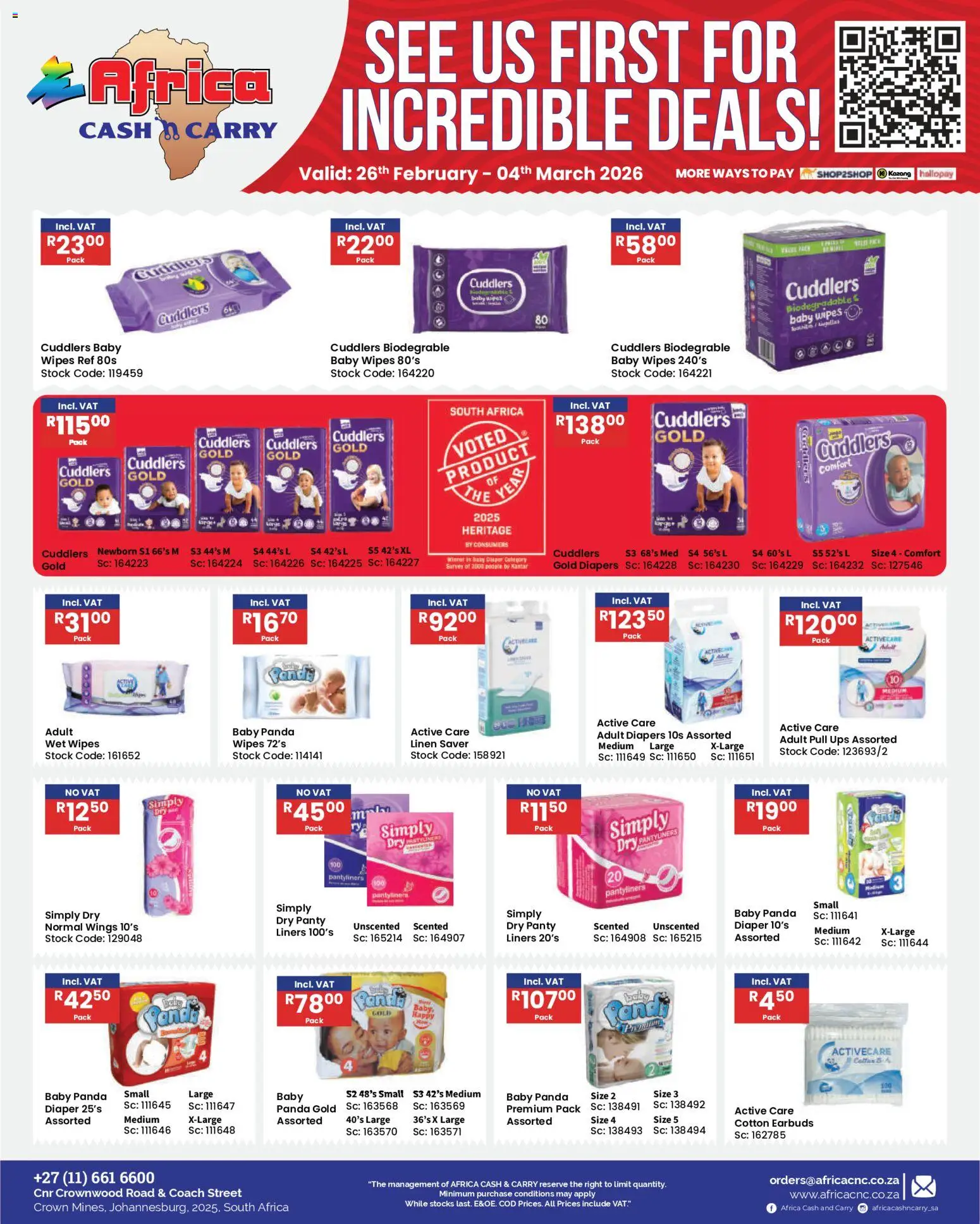 New Africa Cash & Carry catalogue – valid from 26.02.2026 | Page: 38 | Products: Earbuds, Stock